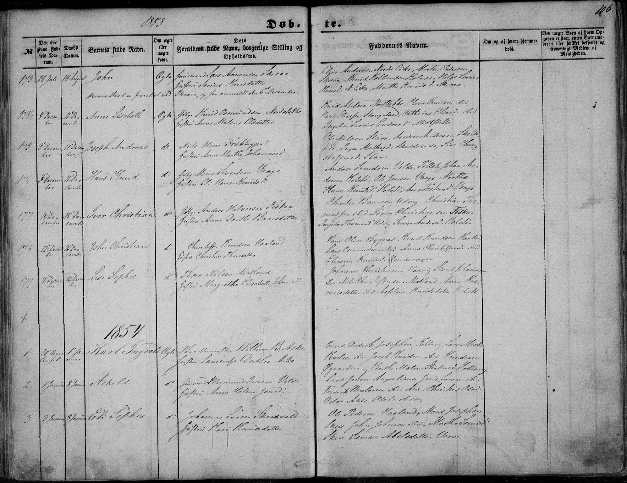 Avaldsnes sokneprestkontor, SAST/A -101851/H/Ha/Haa/L0008: Parish register (official) no. A 8, 1847-1857, p. 106