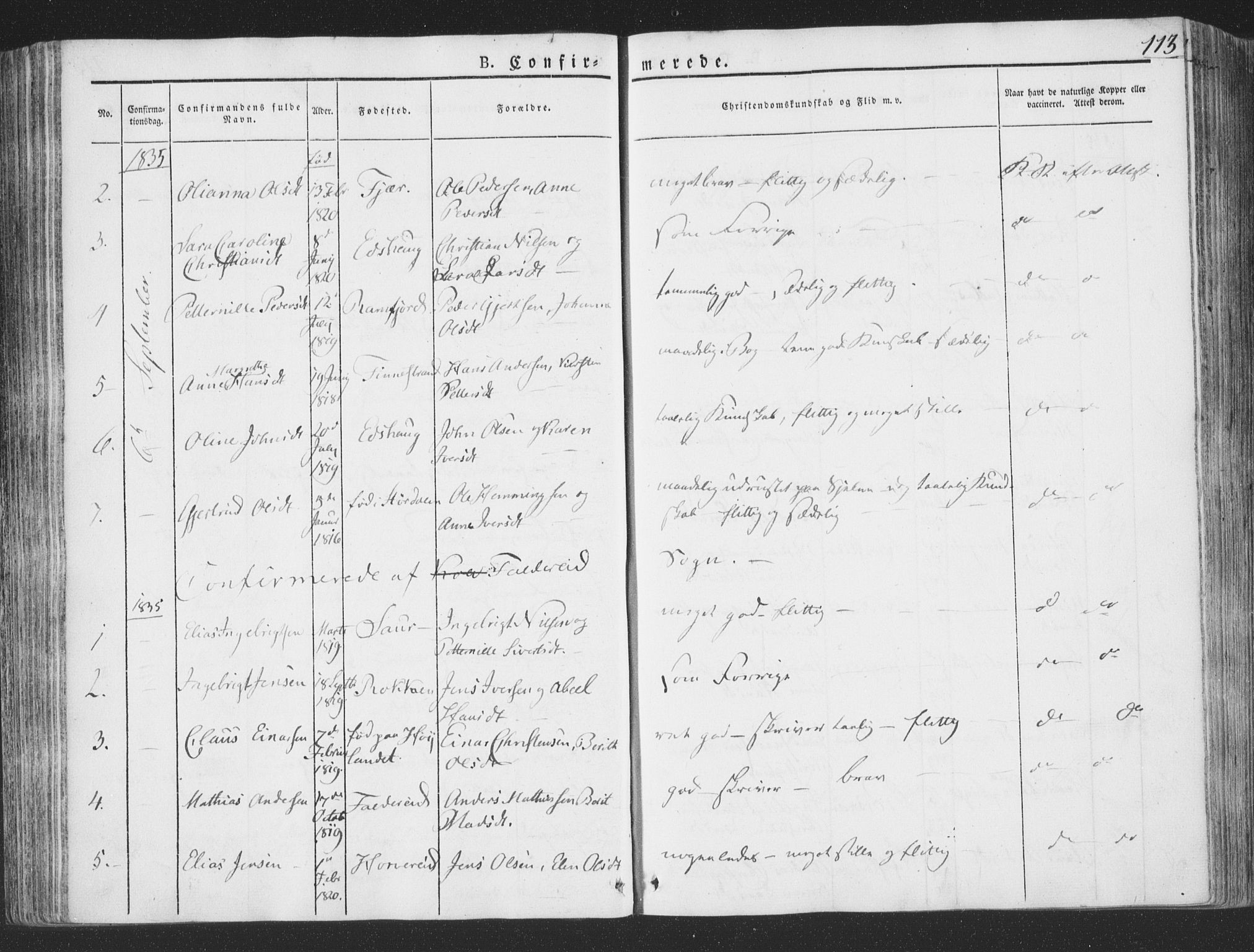 Ministerialprotokoller, klokkerbøker og fødselsregistre - Nord-Trøndelag, AV/SAT-A-1458/780/L0639: Parish register (official) no. 780A04, 1830-1844, p. 113