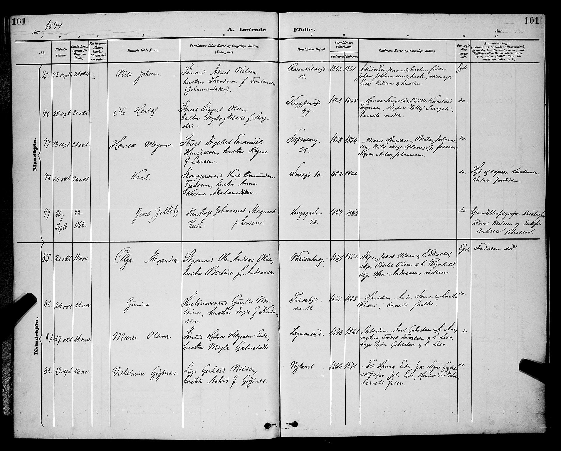 St. Petri sokneprestkontor, SAST/A-101813/001/30/30BB/L0006: Parish register (copy) no. B 6, 1890-1897, p. 101