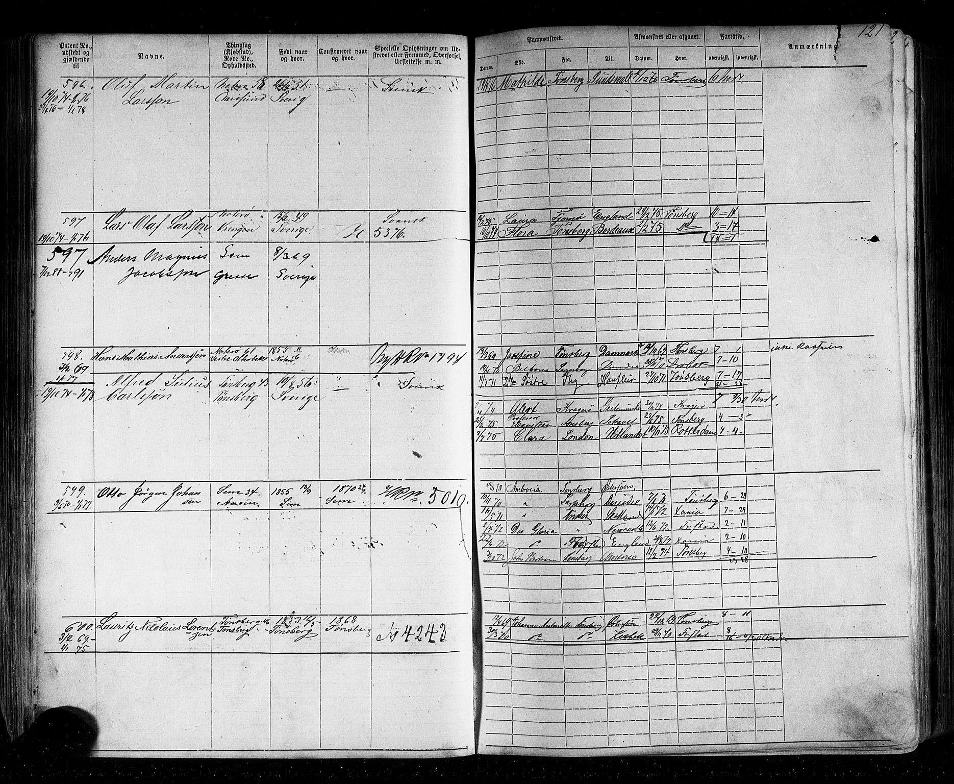 Tønsberg innrulleringskontor, AV/SAKO-A-786/F/Fb/L0002: Annotasjonsrulle Patent nr. 1-2635, 1869-1877, p. 139