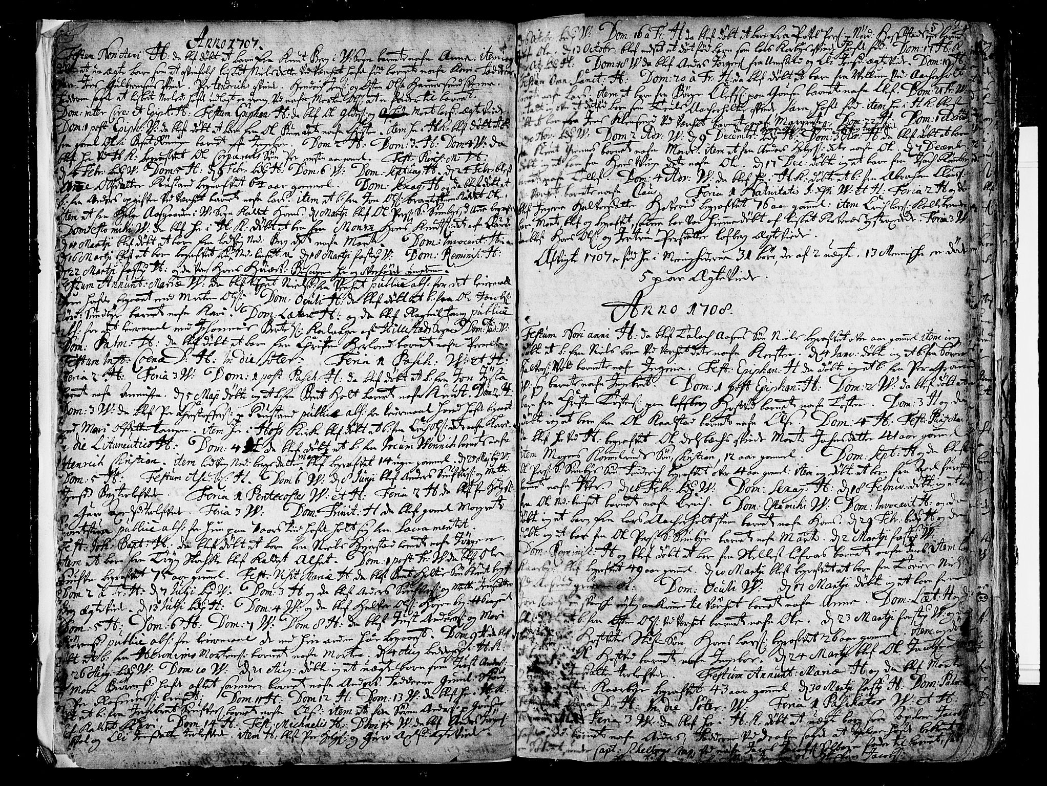 Hof kirkebøker, AV/SAKO-A-64/F/Fa/L0001: Parish register (official) no. I 1, 1704-1745, p. 5