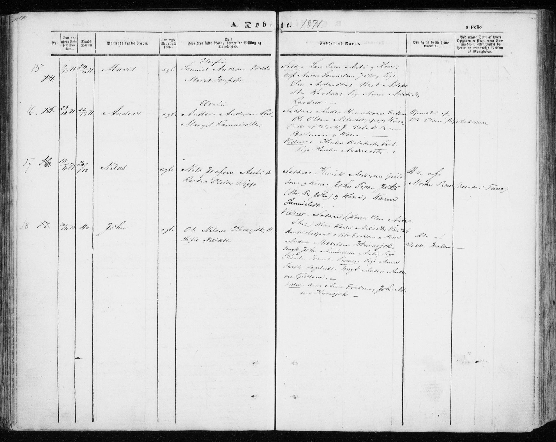 Kistrand/Porsanger sokneprestembete, AV/SATØ-S-1351/H/Ha/L0012.kirke: Parish register (official) no. 12, 1843-1871, p. 196-197