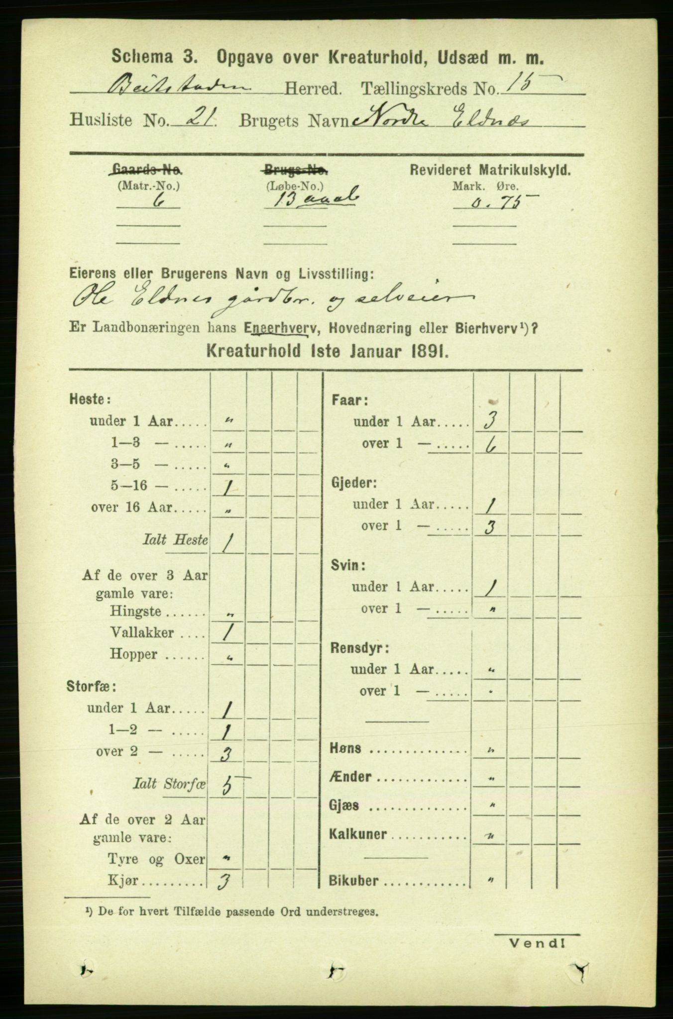 RA, 1891 census for 1727 Beitstad, 1891, p. 6649