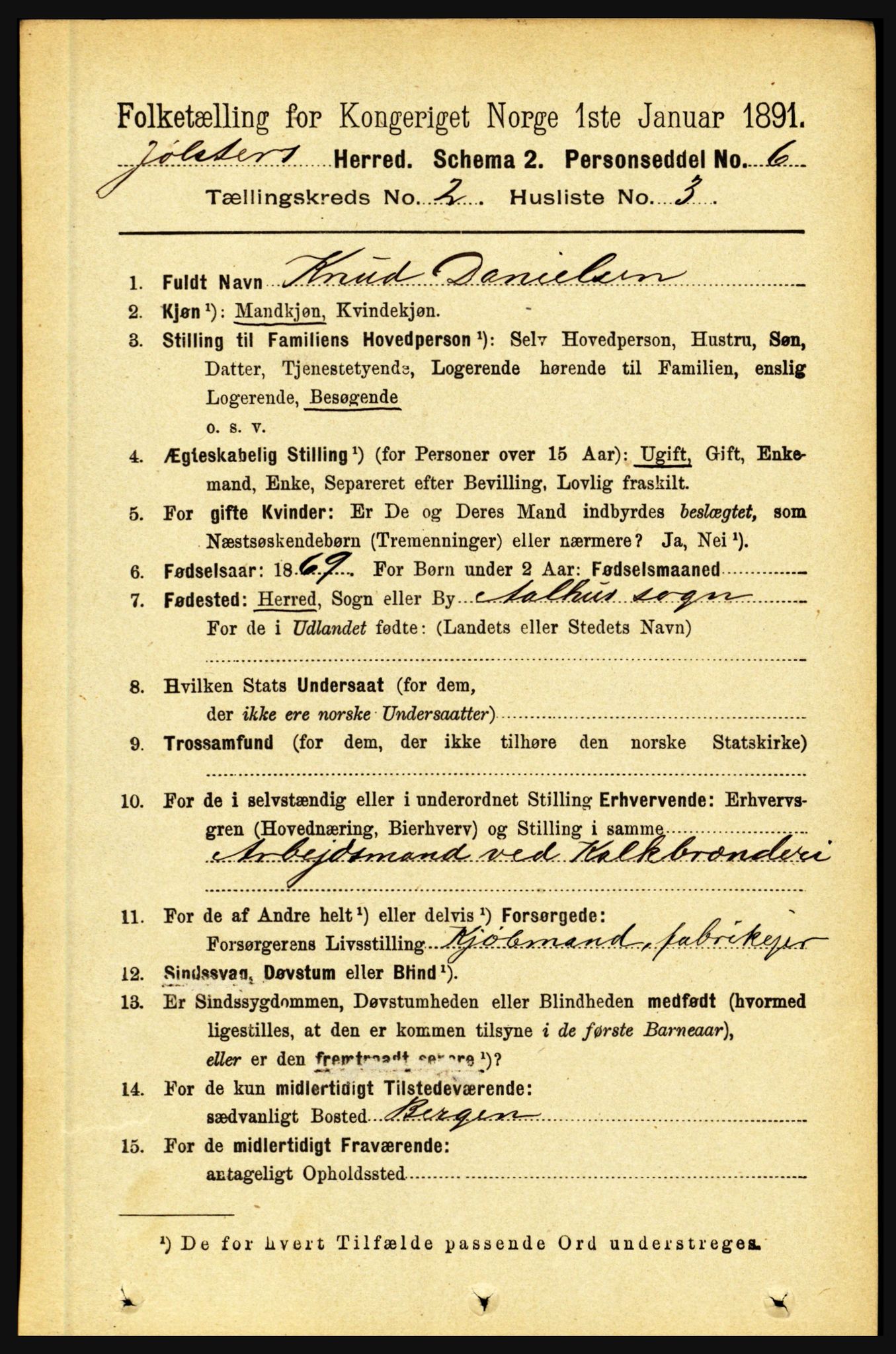 RA, 1891 census for 1431 Jølster, 1891, p. 590