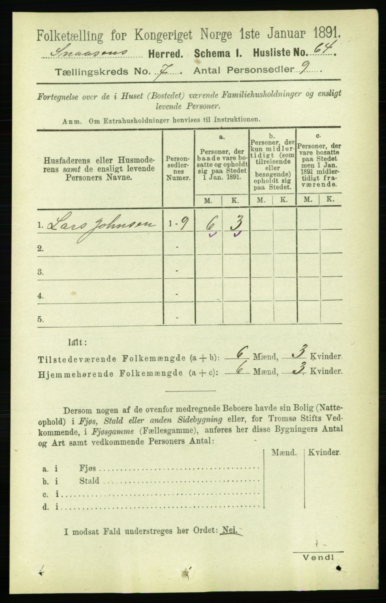 RA, 1891 census for 1736 Snåsa, 1891, p. 2338