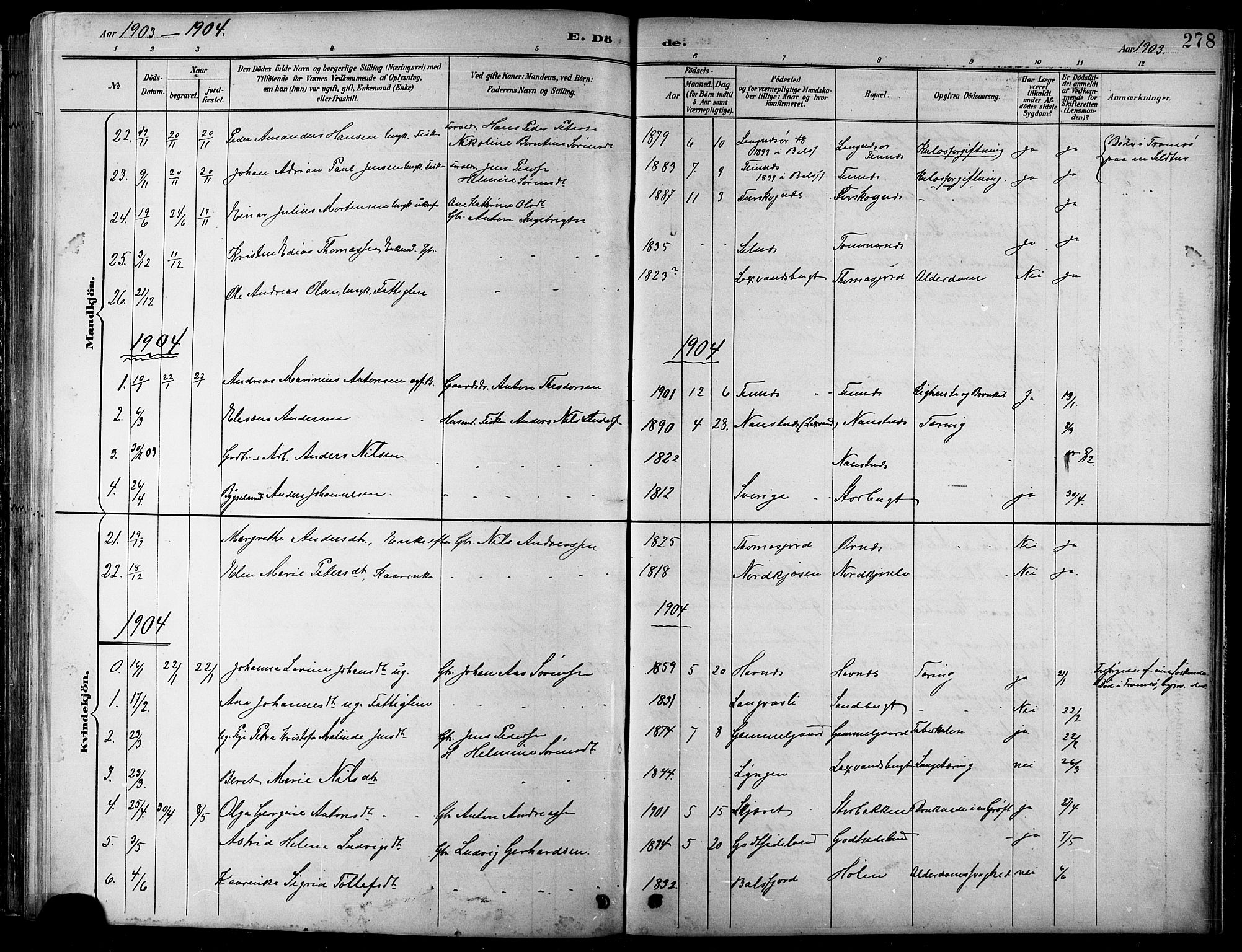 Balsfjord sokneprestembete, SATØ/S-1303/G/Ga/L0008klokker: Parish register (copy) no. 8, 1890-1906, p. 278