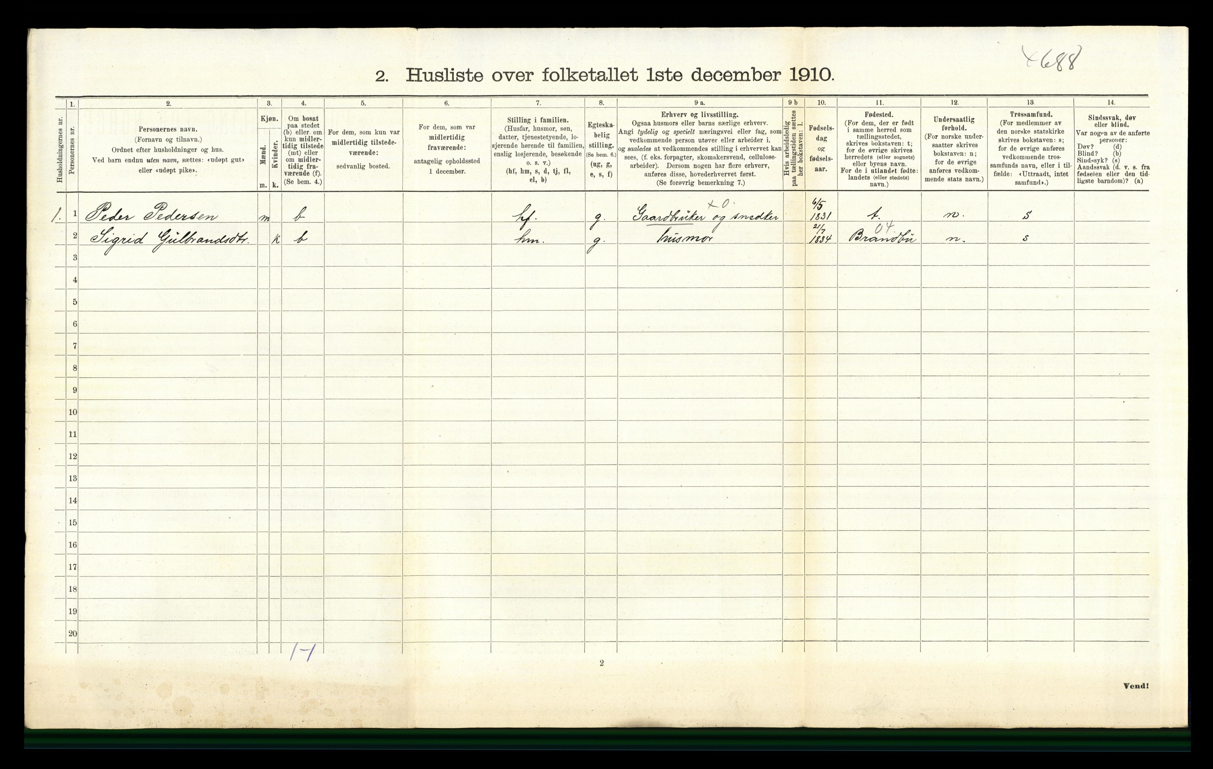 RA, 1910 census for Gran, 1910, p. 1440