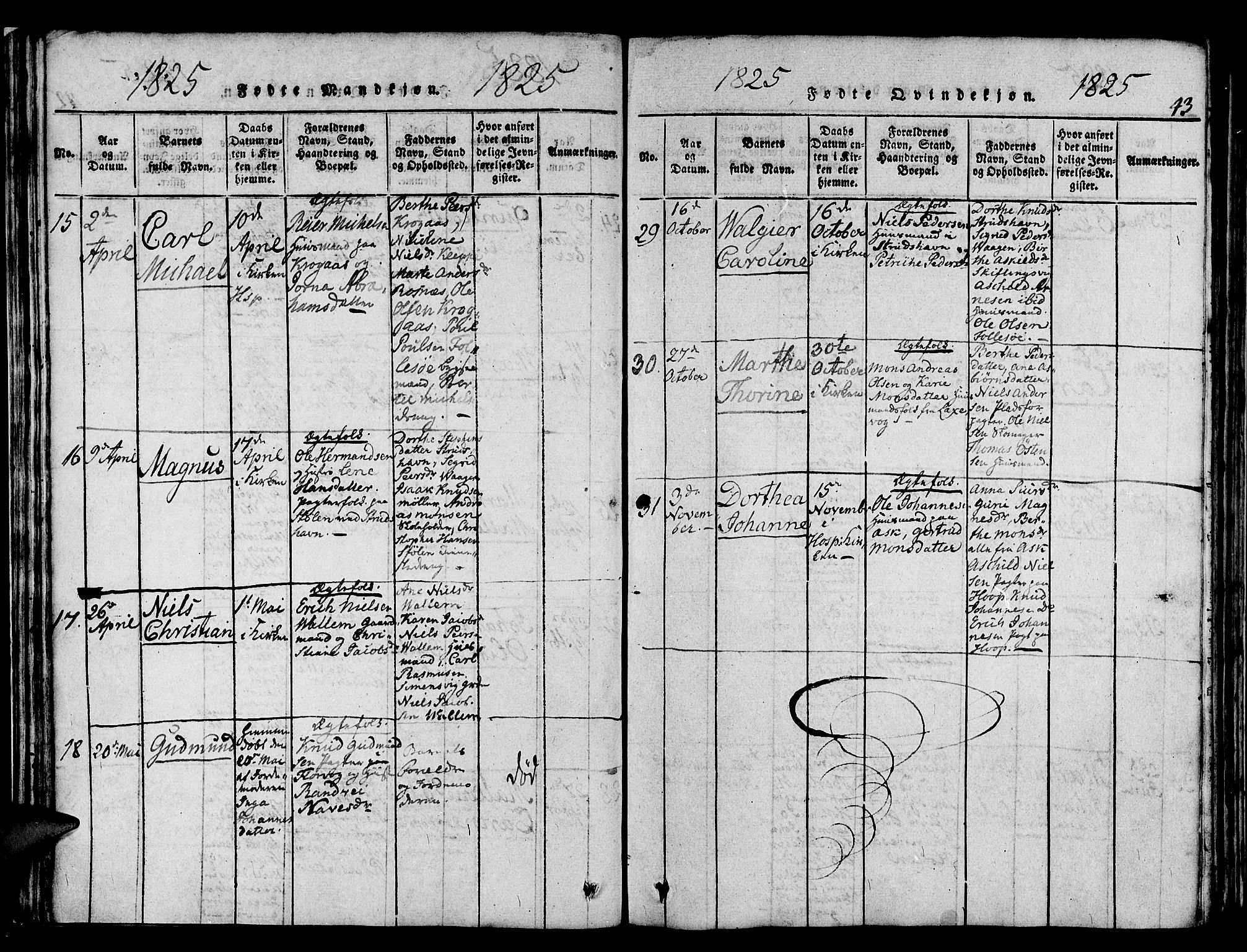Askøy Sokneprestembete, SAB/A-74101/H/Ha/Haa/Haaa/L0003: Parish register (official) no. A 3, 1815-1825, p. 43