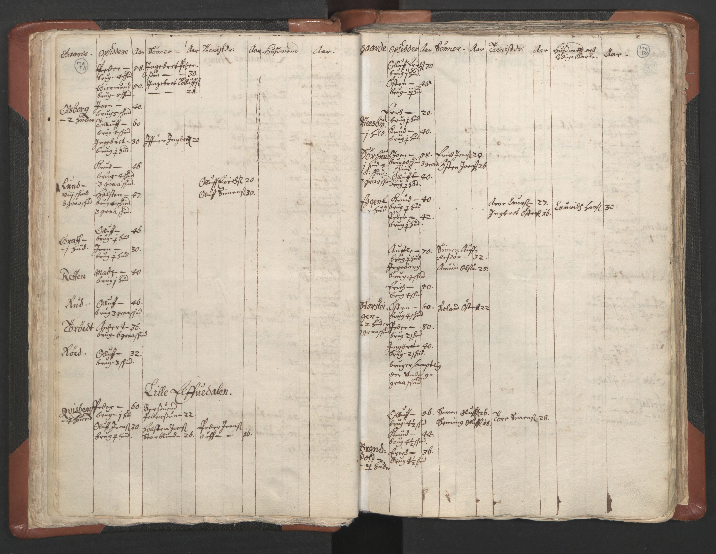 RA, Vicar's Census 1664-1666, no. 5: Hedmark deanery, 1664-1666, p. 72-73