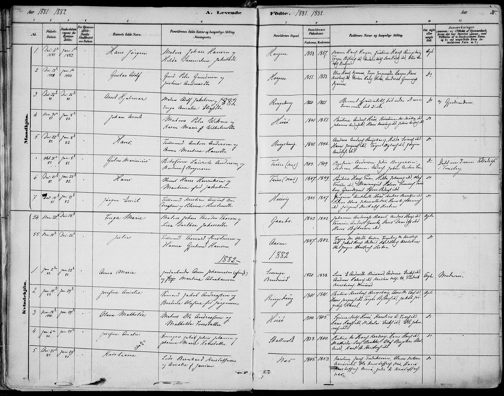 Sem kirkebøker, SAKO/A-5/F/Fb/L0004: Parish register (official) no. II 4, 1878-1891, p. 35