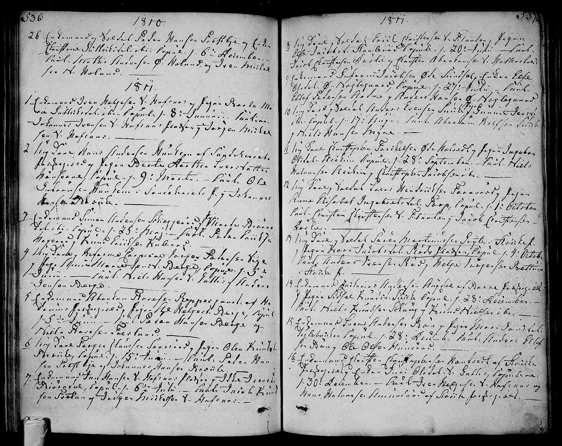 Andebu kirkebøker, AV/SAKO-A-336/F/Fa/L0003: Parish register (official) no. I 3 /1, 1803-1828, p. 536-537