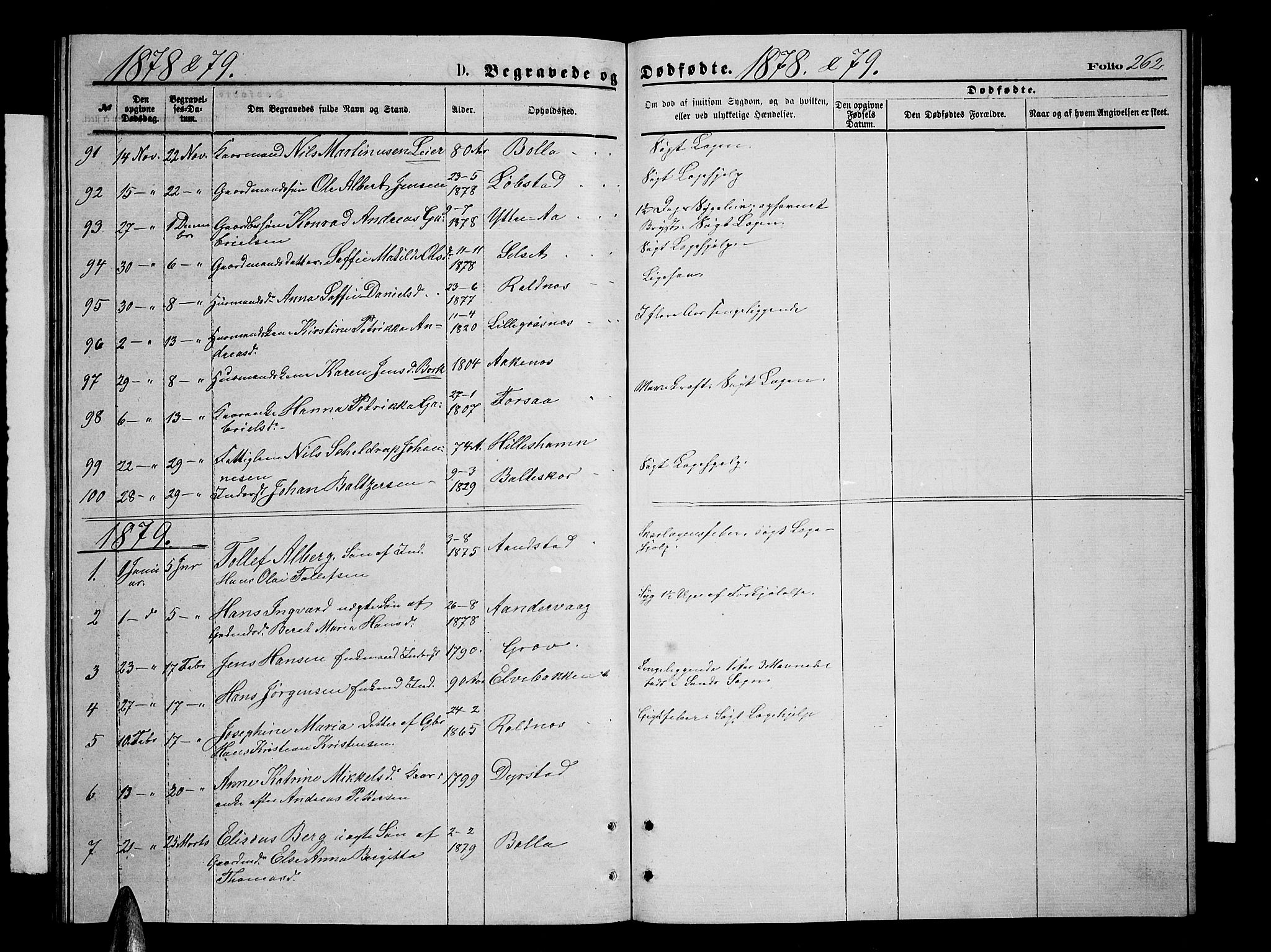 Ibestad sokneprestembete, SATØ/S-0077/H/Ha/Hab/L0006klokker: Parish register (copy) no. 6, 1871-1879, p. 262