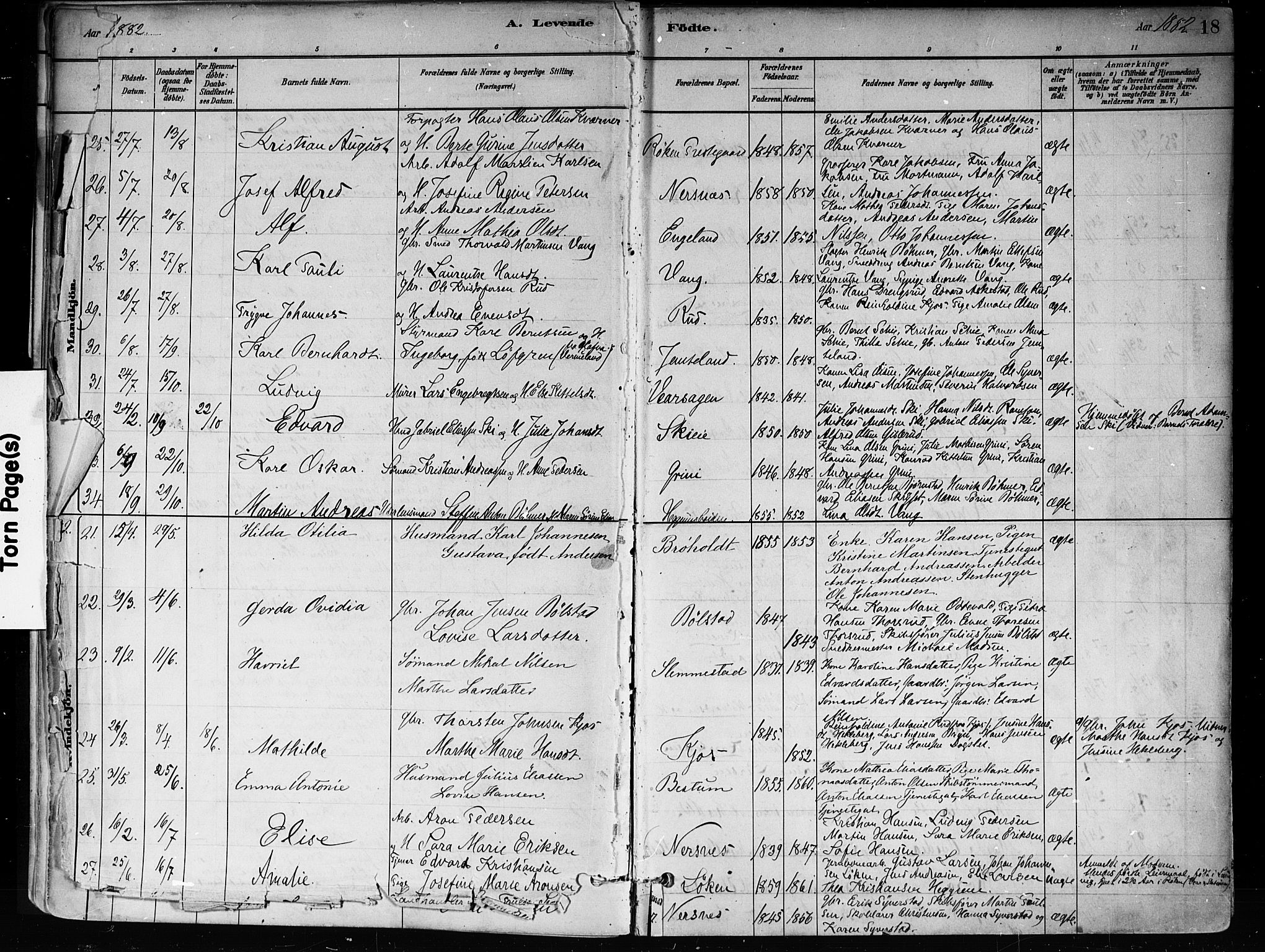Røyken kirkebøker, SAKO/A-241/F/Fa/L0008: Parish register (official) no. 8, 1880-1897, p. 18