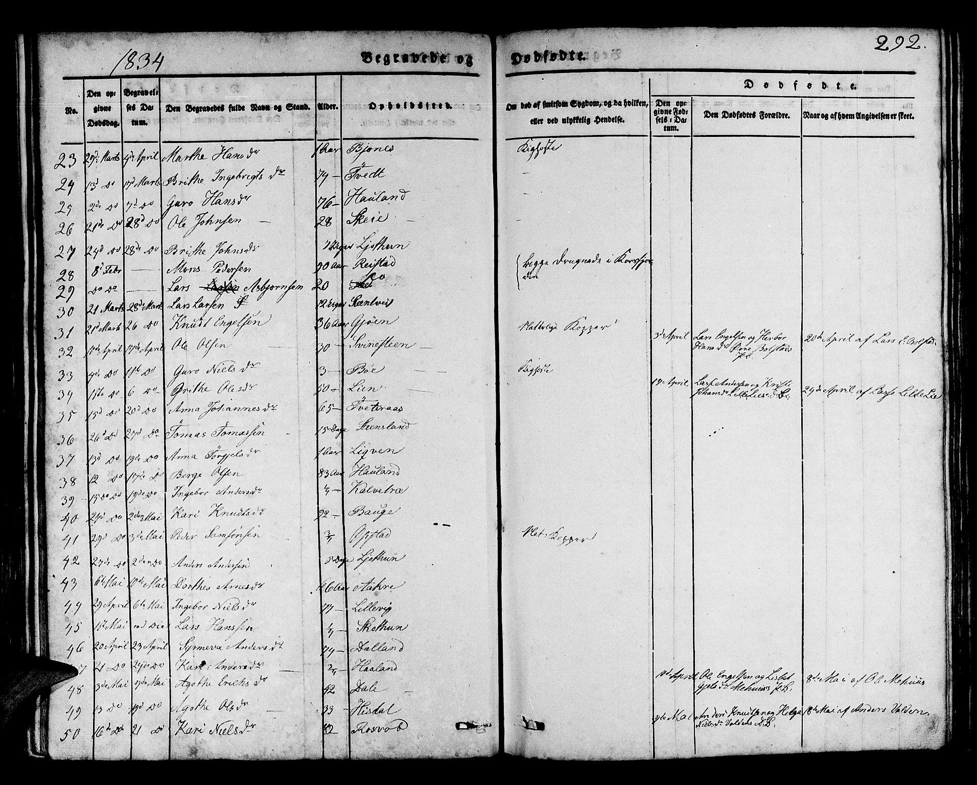 Os sokneprestembete, AV/SAB-A-99929: Parish register (official) no. A 14, 1826-1839, p. 292