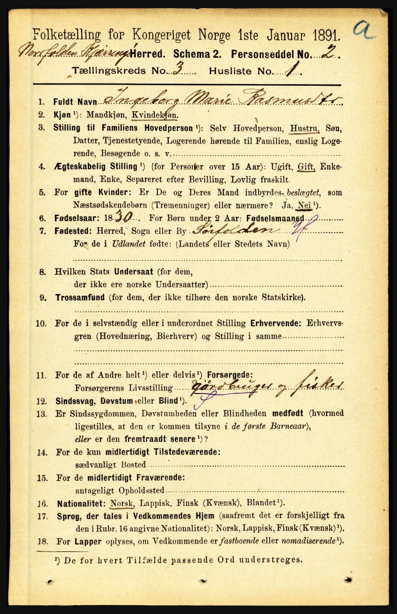 RA, 1891 census for 1846 Nordfold-Kjerringøy, 1891, p. 720