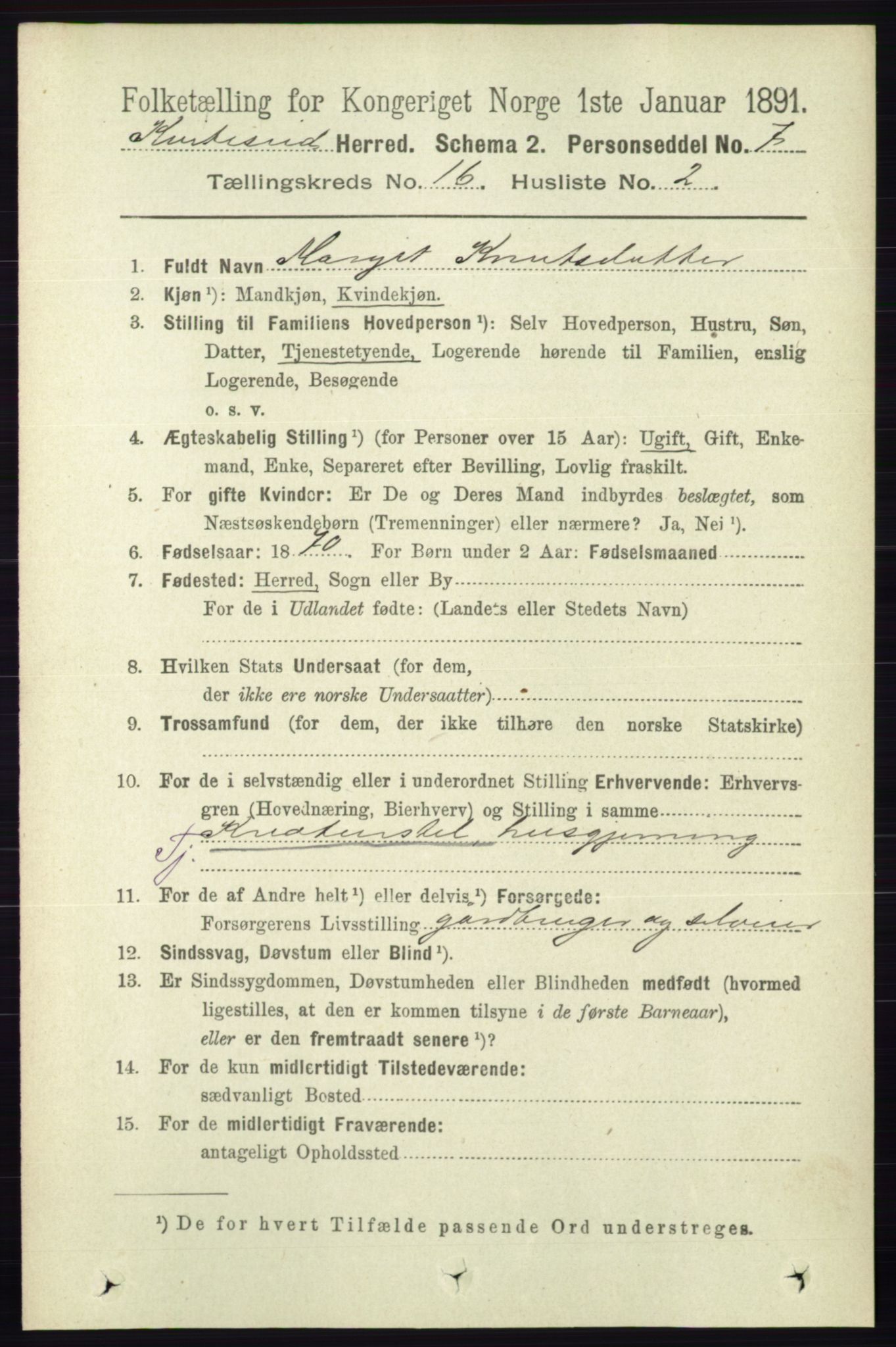 RA, 1891 census for 0829 Kviteseid, 1891, p. 3650