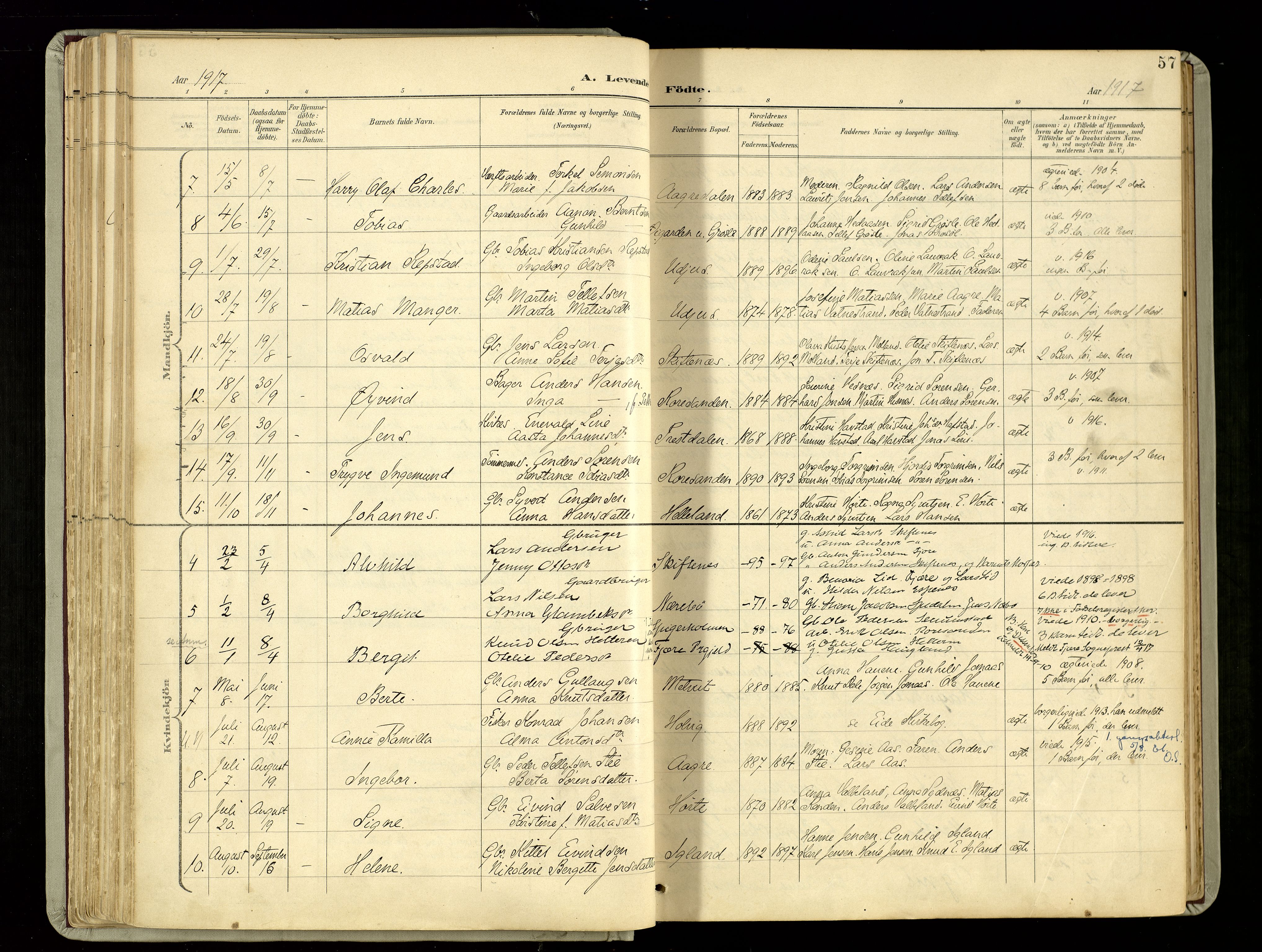 Hommedal sokneprestkontor, AV/SAK-1111-0023/F/Fa/Fab/L0007: Parish register (official) no. A 7, 1898-1924, p. 57
