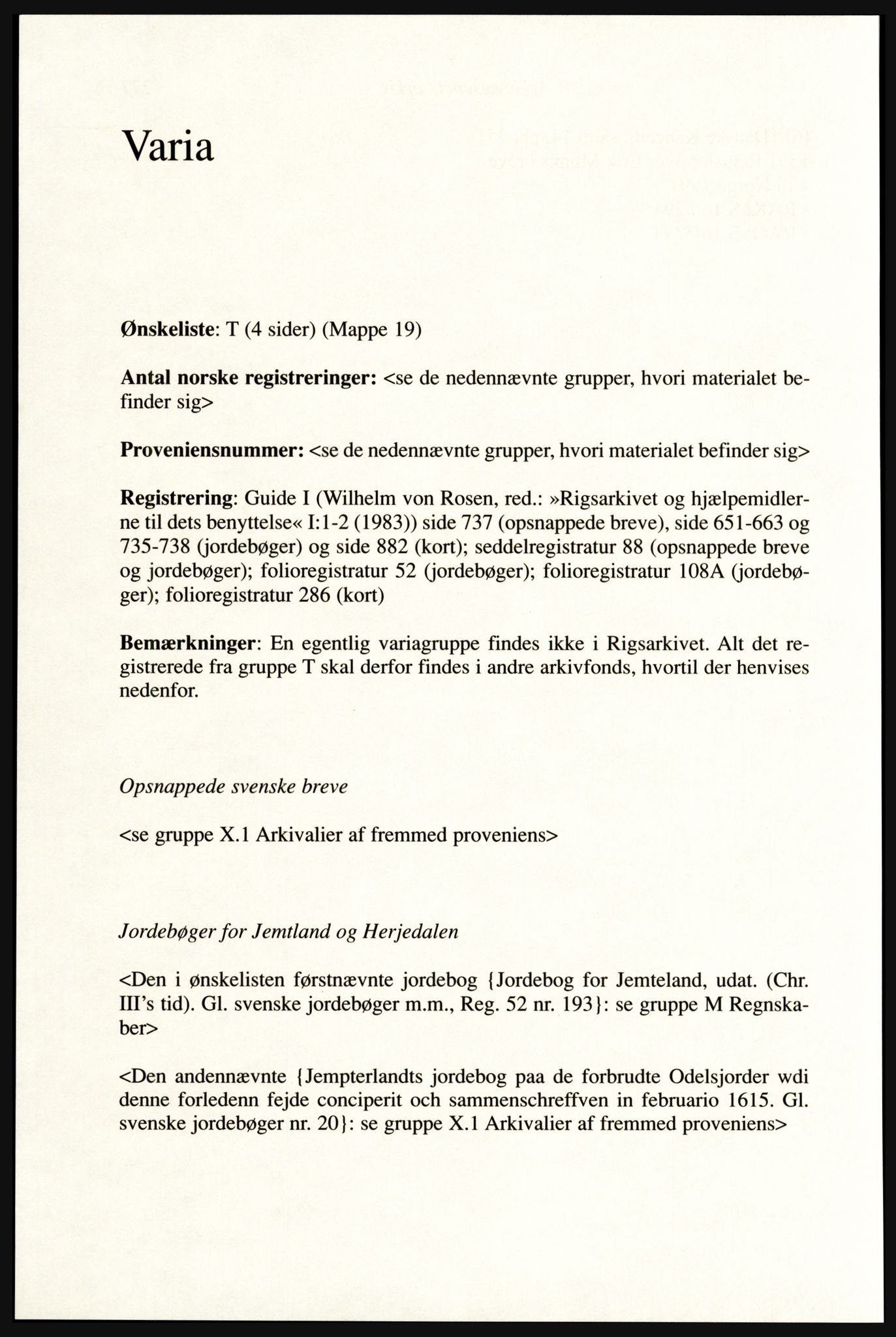 Publikasjoner utgitt av Arkivverket, PUBL/PUBL-001/A/0002: Erik Gøbel: NOREG, Tværregistratur over norgesrelevant materiale i Rigsarkivet i København (2000), 2000, p. 280