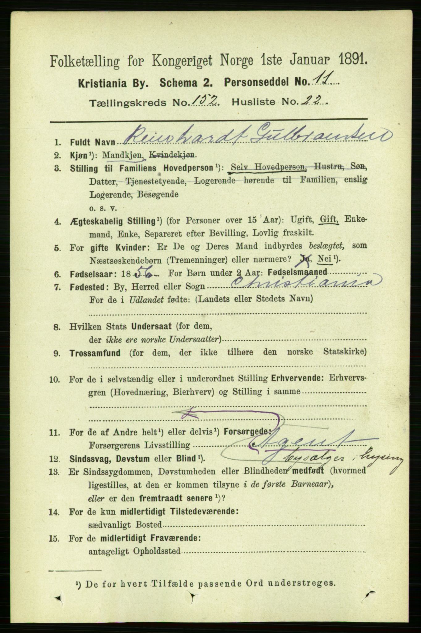 RA, 1891 census for 0301 Kristiania, 1891, p. 85853