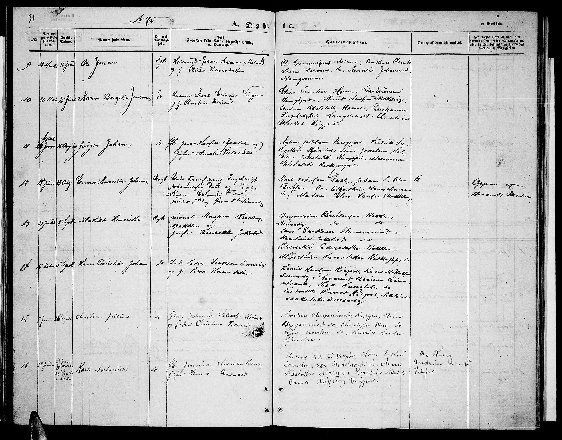 Ministerialprotokoller, klokkerbøker og fødselsregistre - Nordland, AV/SAT-A-1459/884/L1196: Parish register (copy) no. 884C02, 1860-1887, p. 31