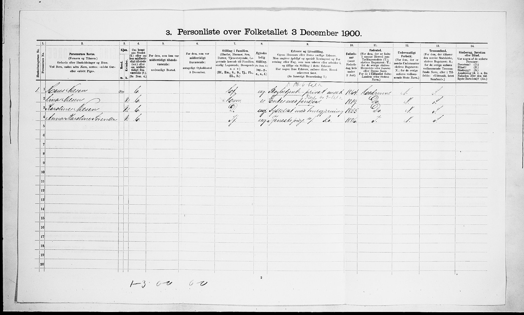 RA, 1900 census for Brunlanes, 1900, p. 759