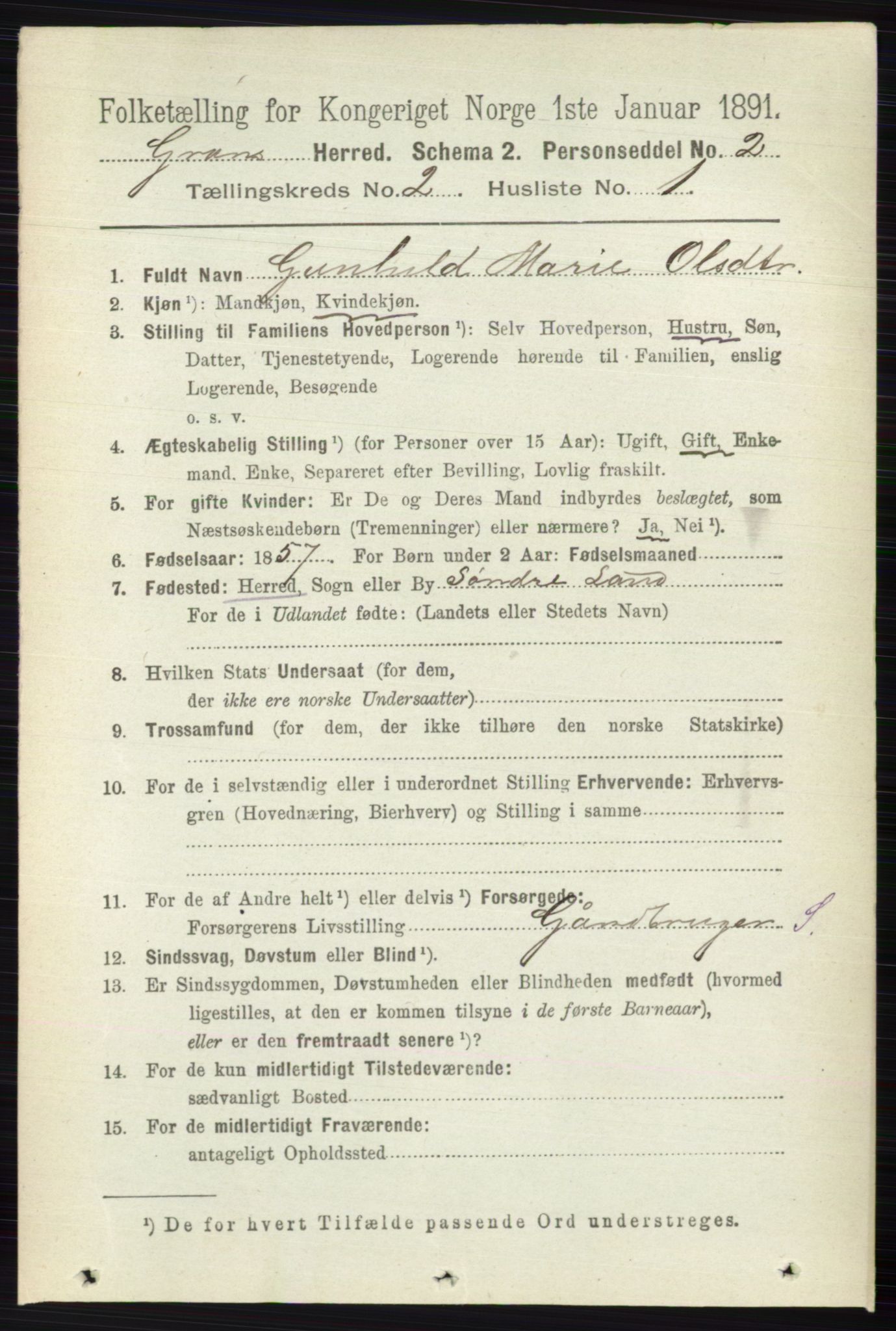 RA, 1891 census for 0534 Gran, 1891, p. 329