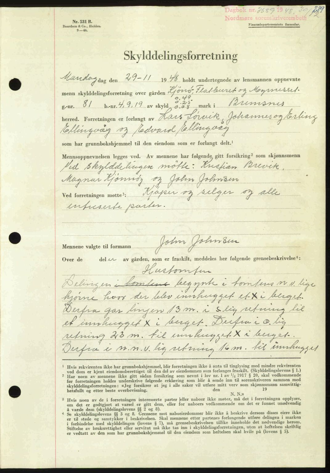 Nordmøre sorenskriveri, AV/SAT-A-4132/1/2/2Ca: Mortgage book no. A110, 1948-1949, Diary no: : 3589/1948