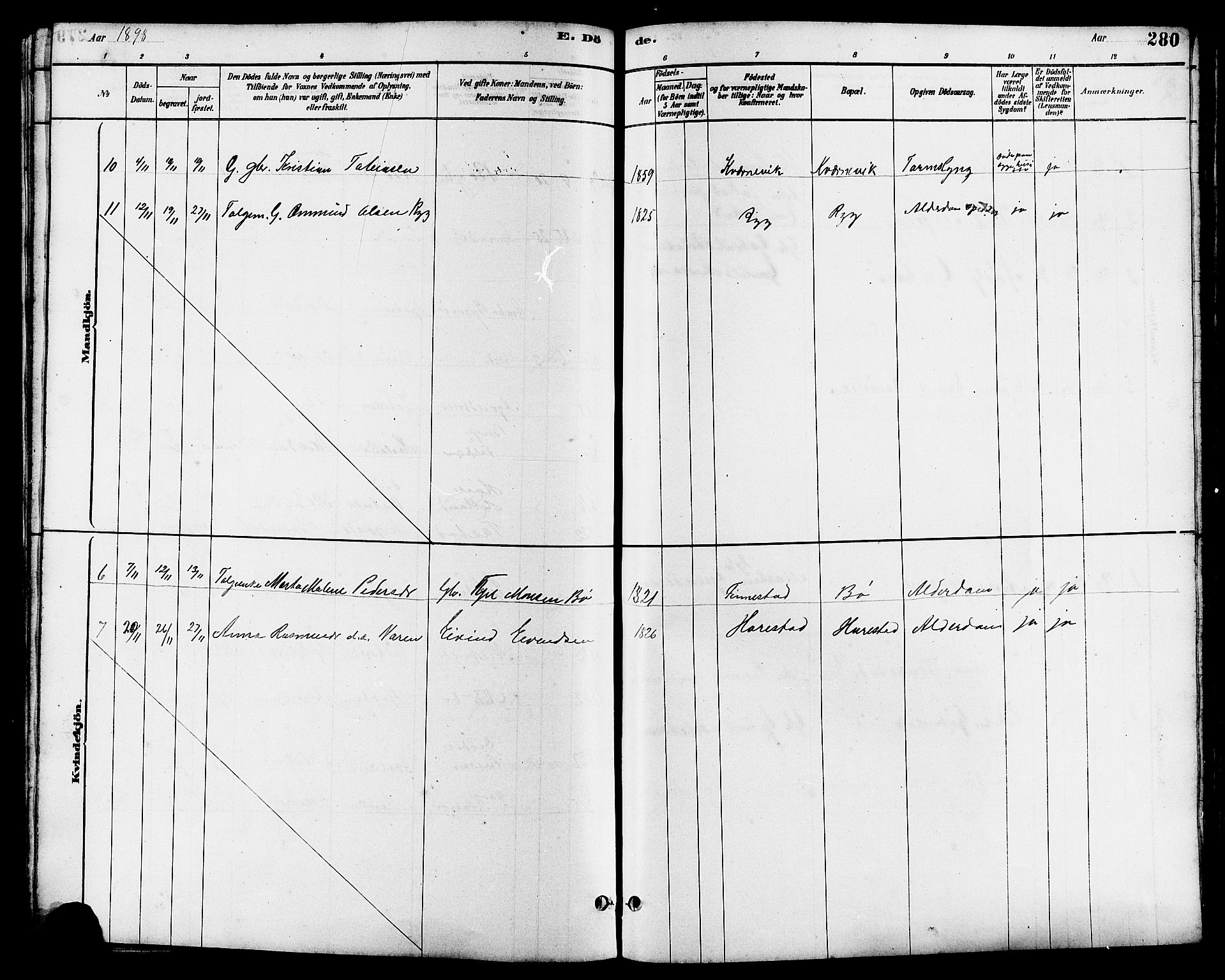 Hetland sokneprestkontor, AV/SAST-A-101826/30/30BB/L0006: Parish register (copy) no. B 6, 1878-1921, p. 280