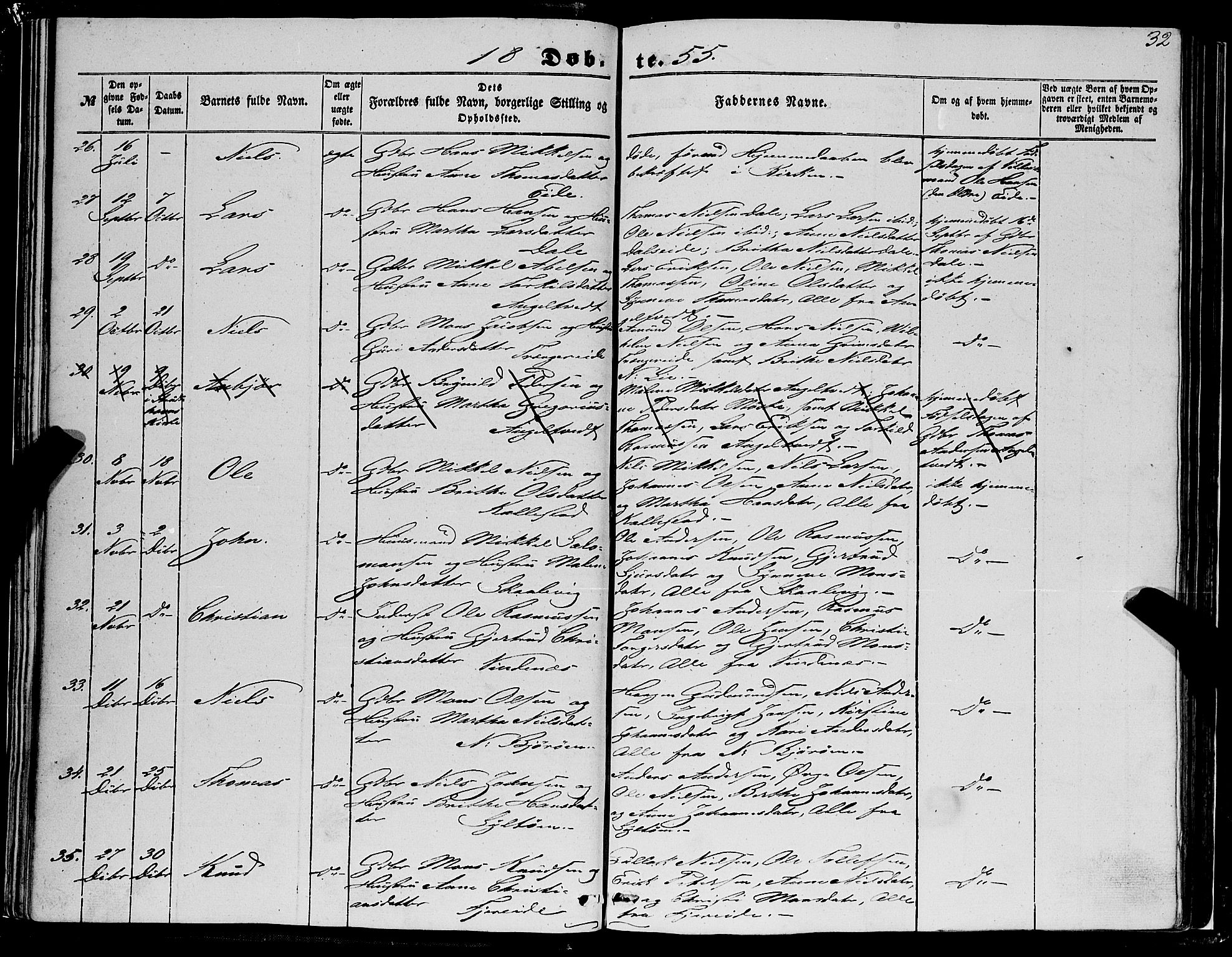 Fjell sokneprestembete, SAB/A-75301/H/Haa: Parish register (official) no. A 2, 1847-1864, p. 32
