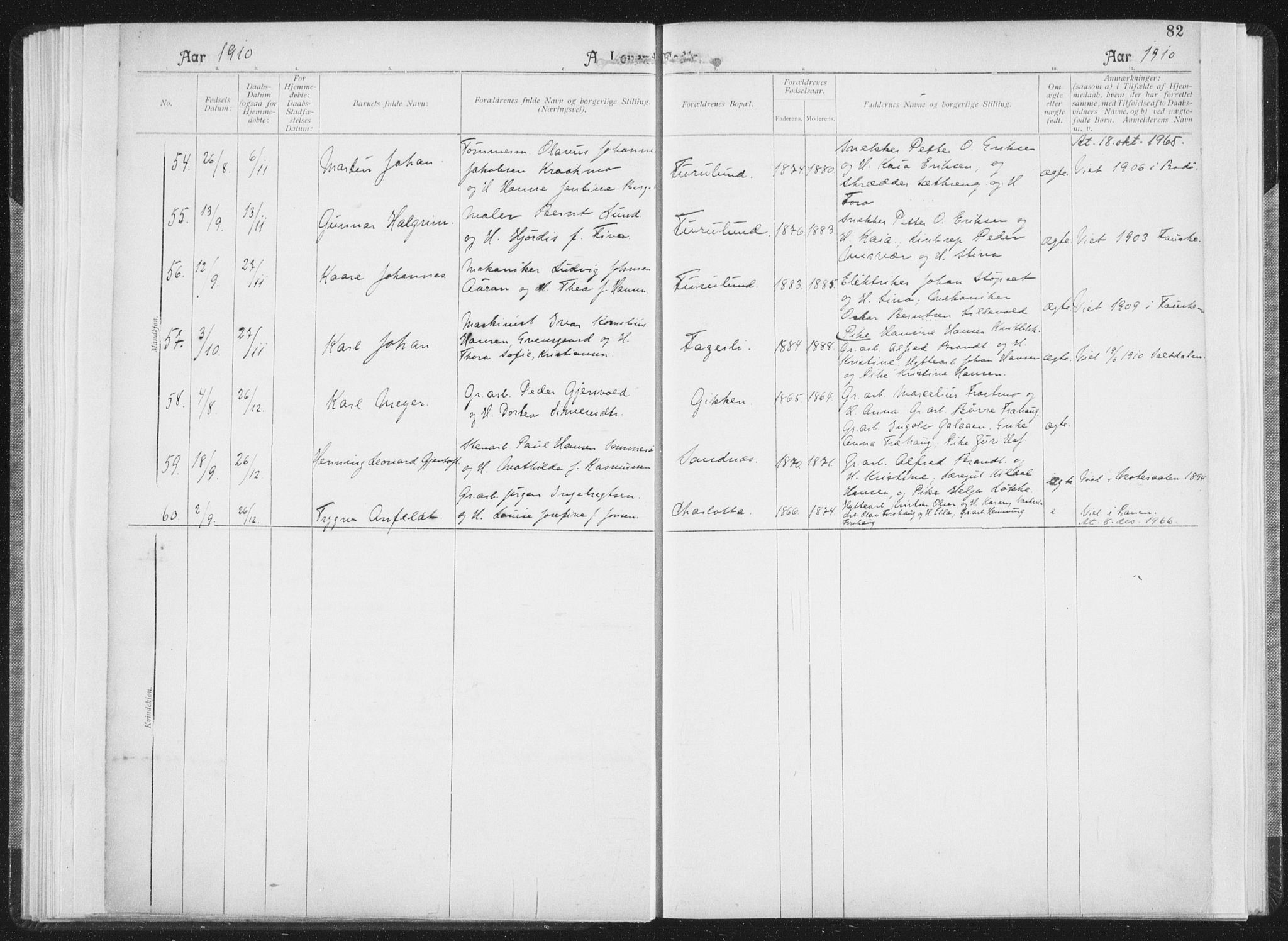 Ministerialprotokoller, klokkerbøker og fødselsregistre - Nordland, AV/SAT-A-1459/850/L0711: Curate's parish register no. 850B01, 1902-1915, p. 82