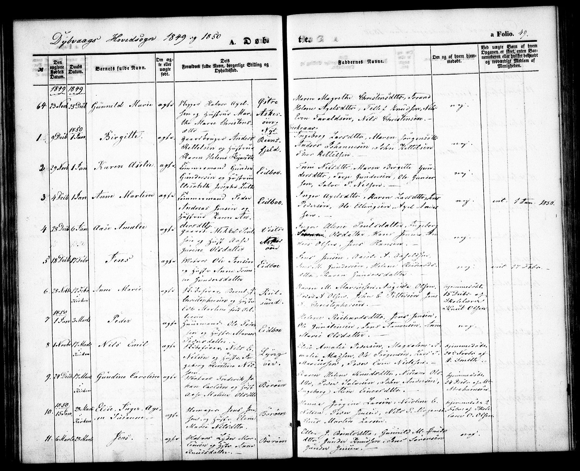 Dypvåg sokneprestkontor, AV/SAK-1111-0007/F/Fa/Faa/L0005: Parish register (official) no. A 5, 1841-1854, p. 49