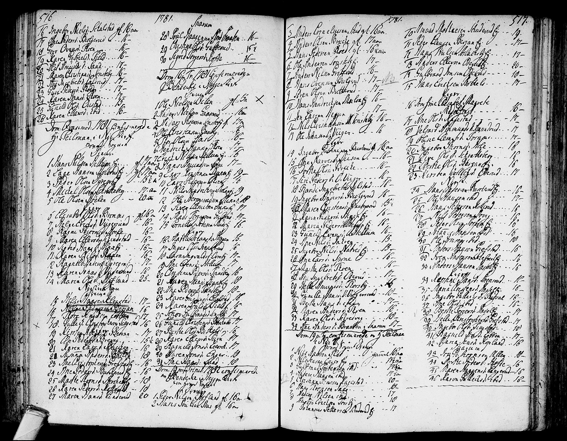 Modum kirkebøker, SAKO/A-234/F/Fa/L0002: Parish register (official) no. 2, 1741-1782, p. 516-517