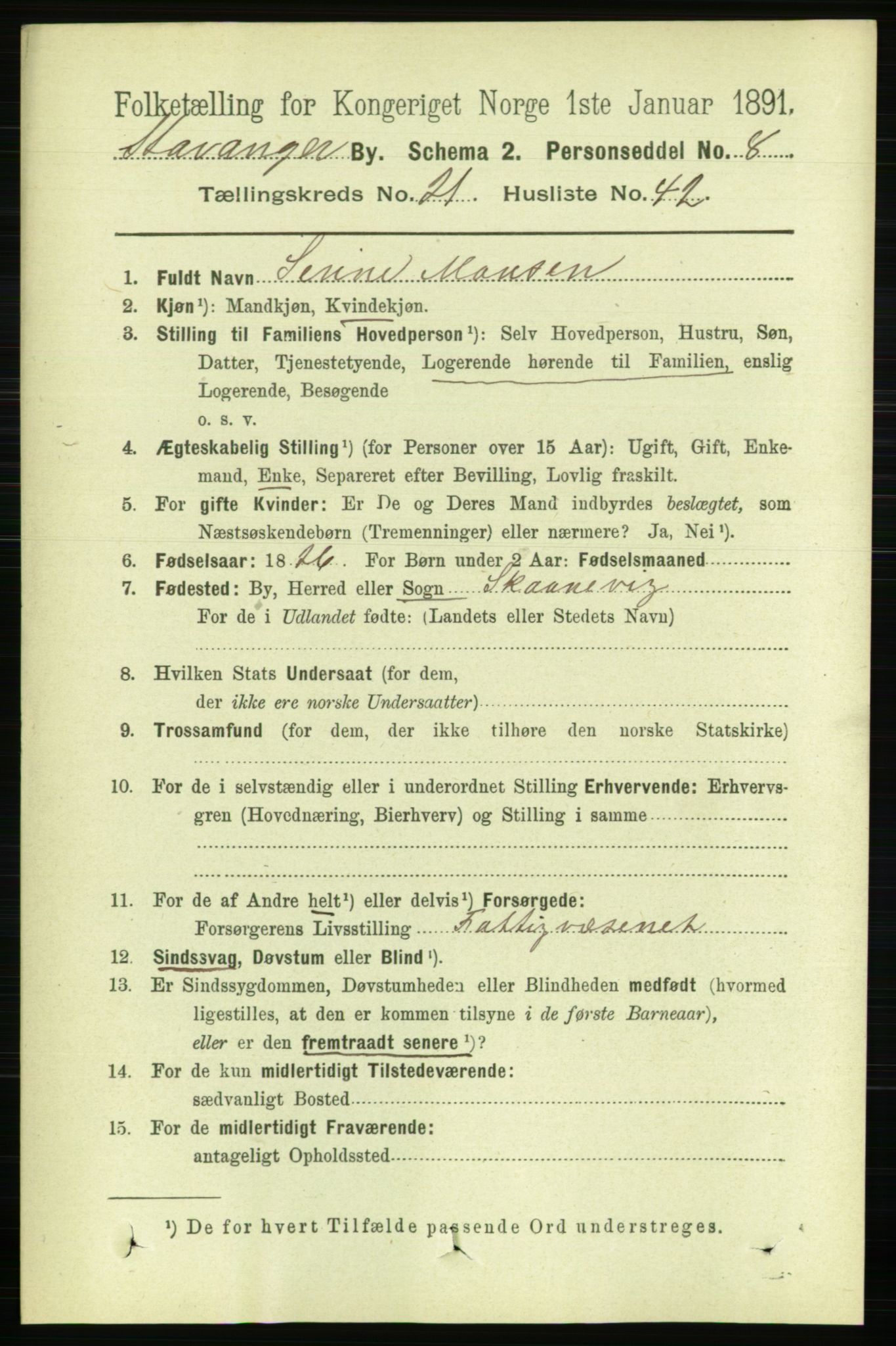 RA, 1891 census for 1103 Stavanger, 1891, p. 23779