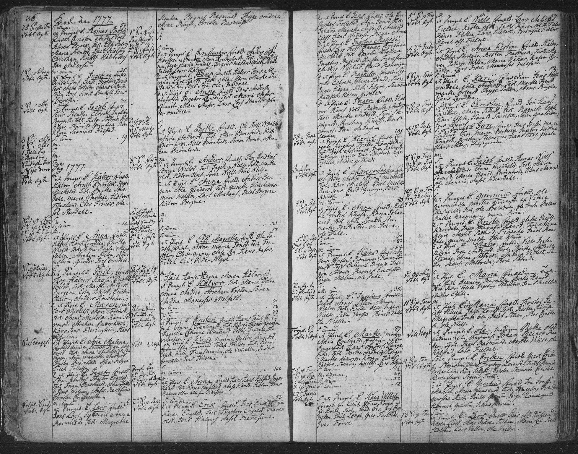 Solum kirkebøker, SAKO/A-306/F/Fa/L0003: Parish register (official) no. I 3, 1761-1814, p. 36-37