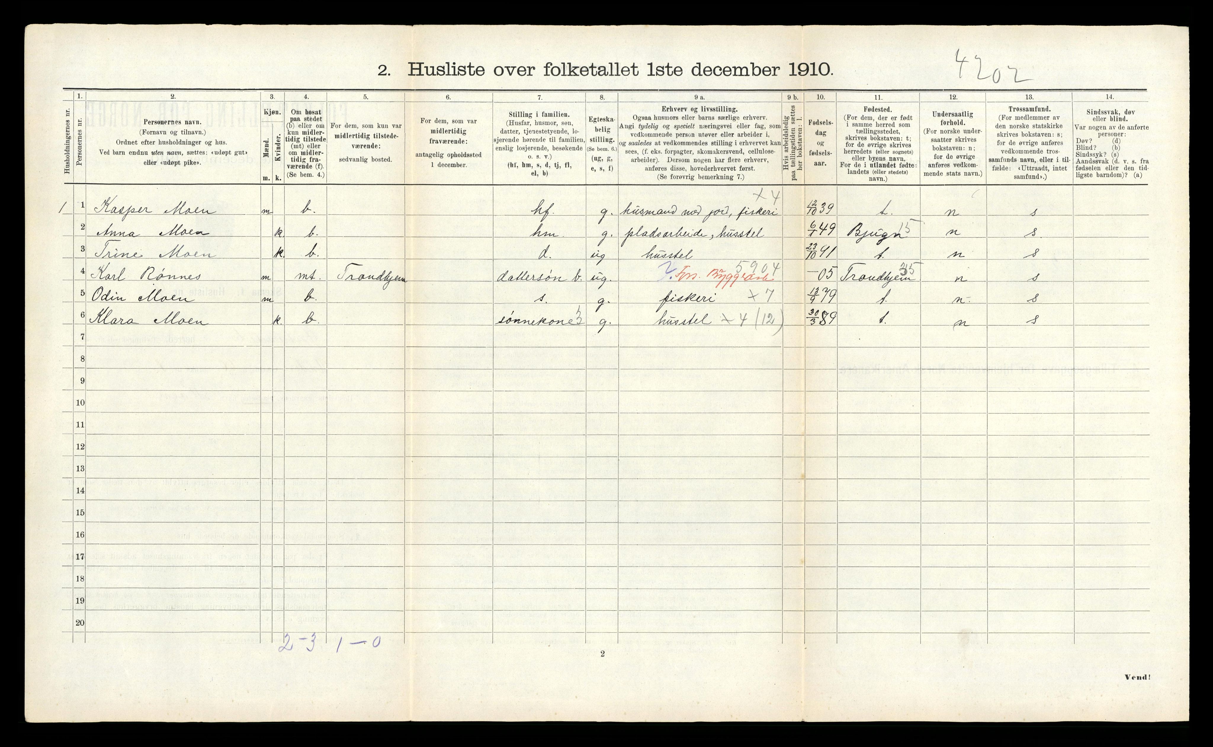 RA, 1910 census for Ørland, 1910, p. 72