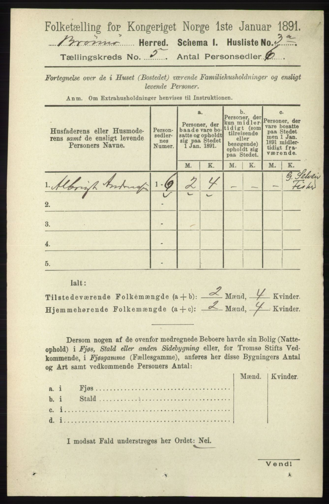 RA, 1891 census for 1814 Brønnøy, 1891, p. 2358