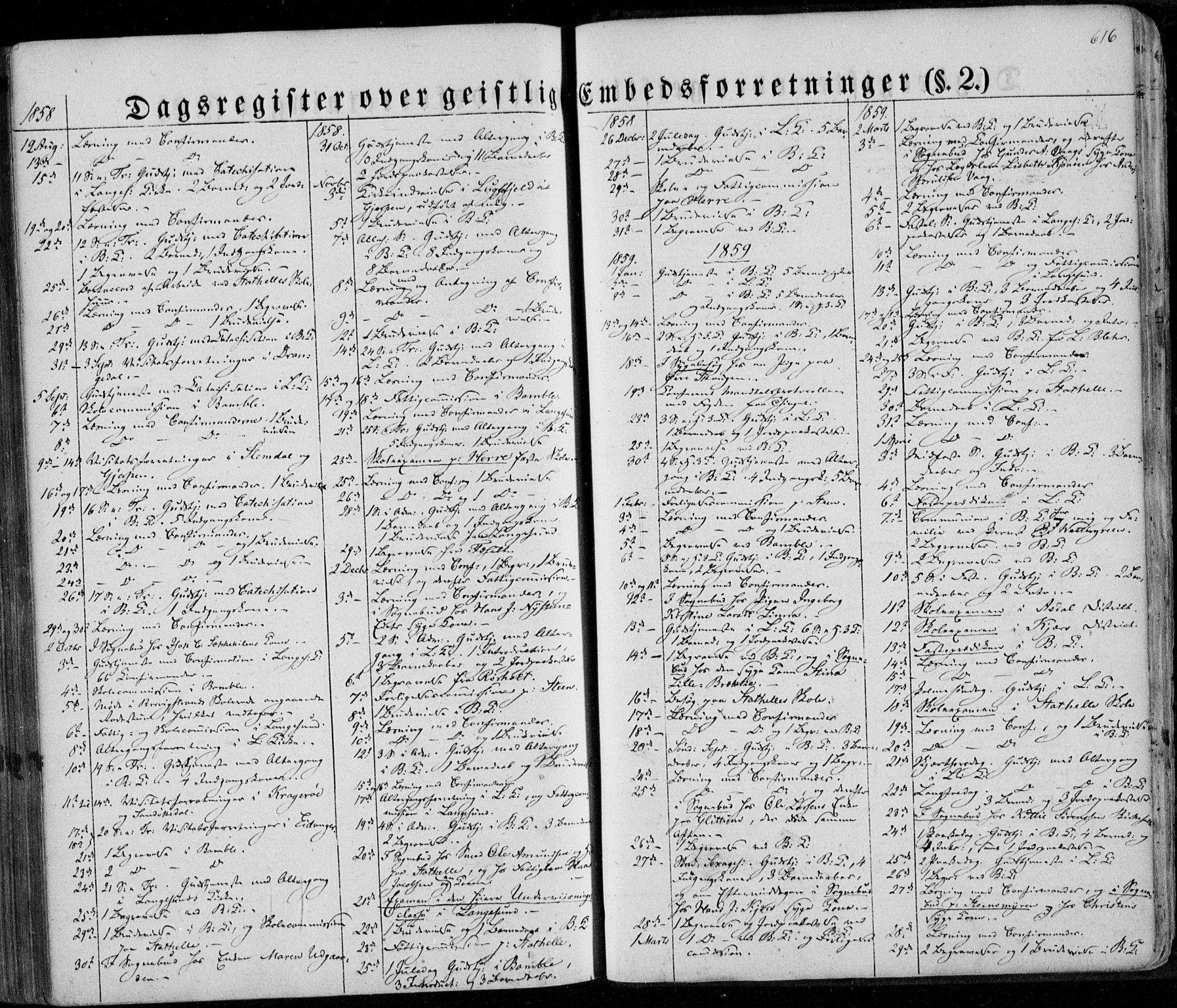 Bamble kirkebøker, SAKO/A-253/F/Fa/L0005: Parish register (official) no. I 5, 1854-1869, p. 616