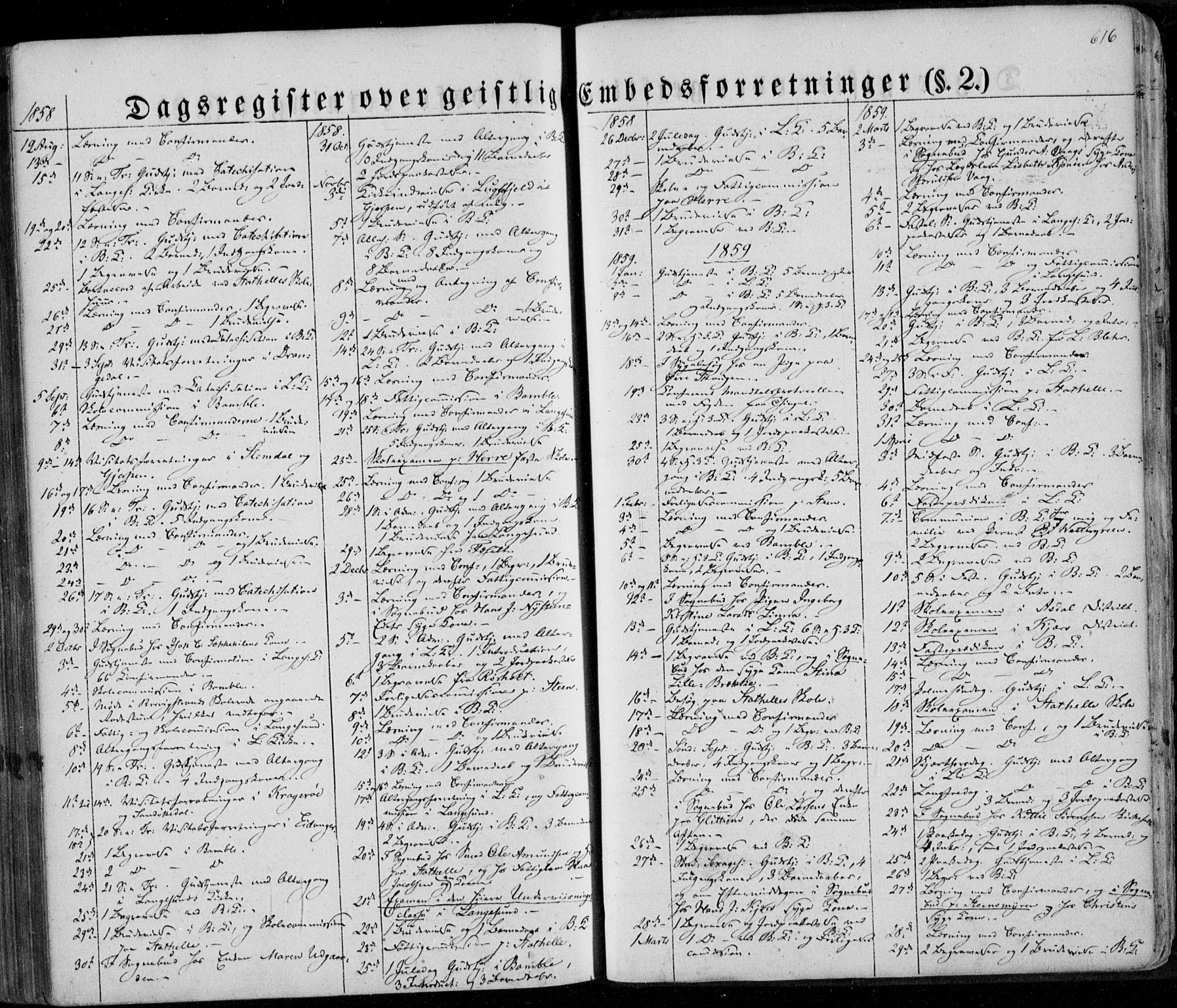 Bamble kirkebøker, AV/SAKO-A-253/F/Fa/L0005: Parish register (official) no. I 5, 1854-1869, p. 616