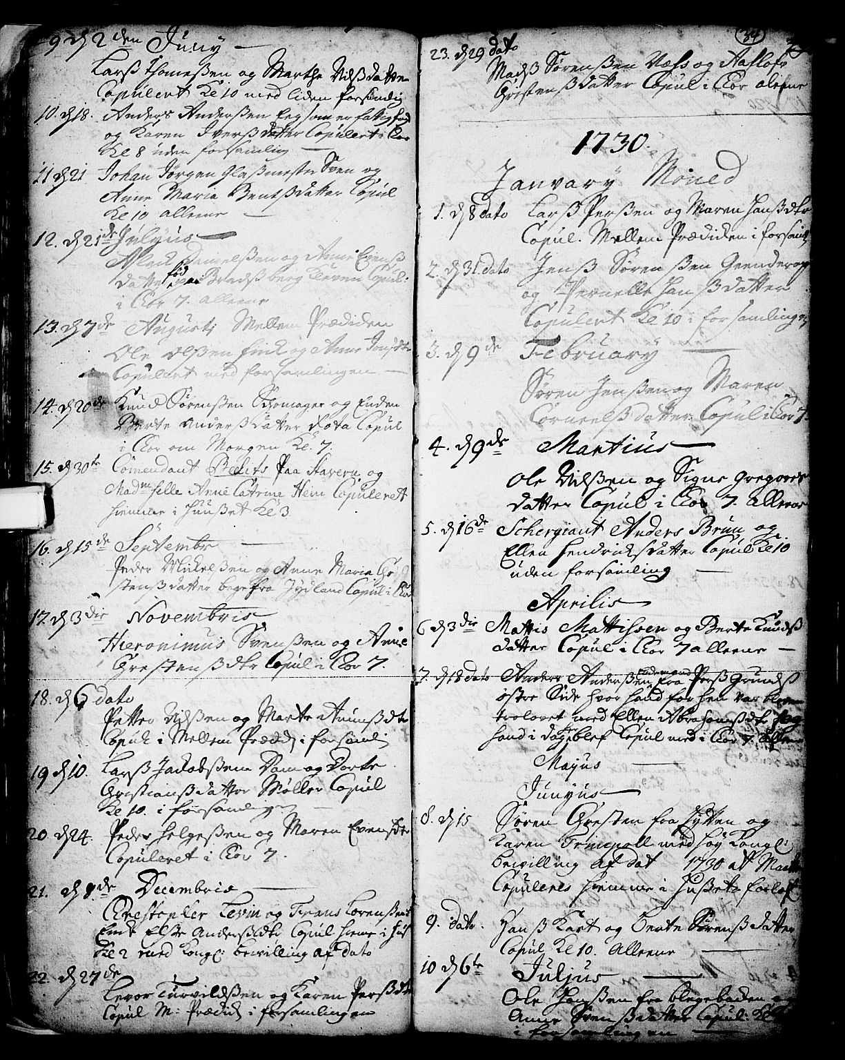 Skien kirkebøker, SAKO/A-302/F/Fa/L0002: Parish register (official) no. 2, 1716-1757, p. 34
