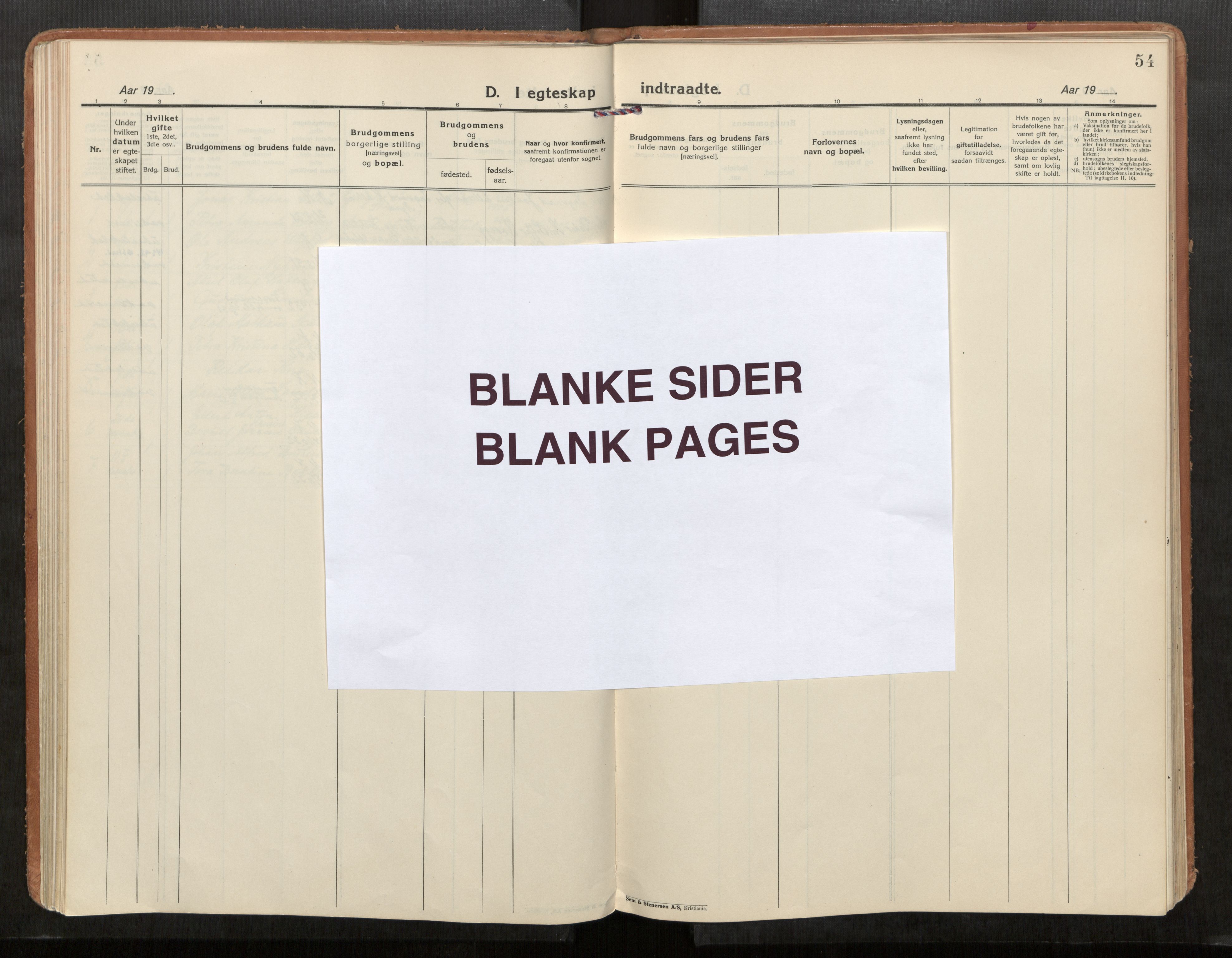 Stod sokneprestkontor, AV/SAT-A-1164/1/I/I1/I1a/L0005: Parish register (official) no. 5, 1923-1932, p. 54