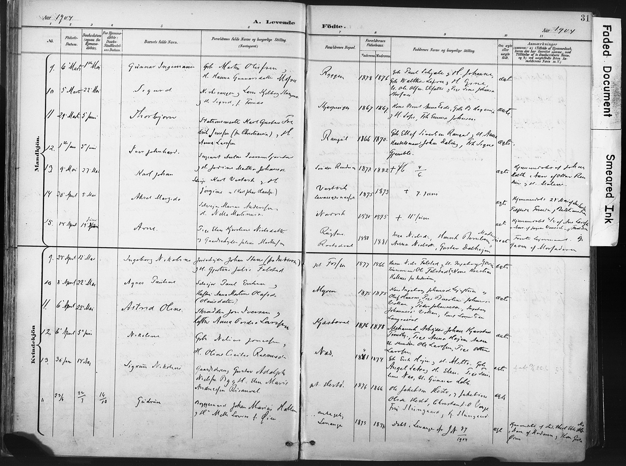 Ministerialprotokoller, klokkerbøker og fødselsregistre - Nord-Trøndelag, AV/SAT-A-1458/717/L0162: Parish register (official) no. 717A12, 1898-1923, p. 31