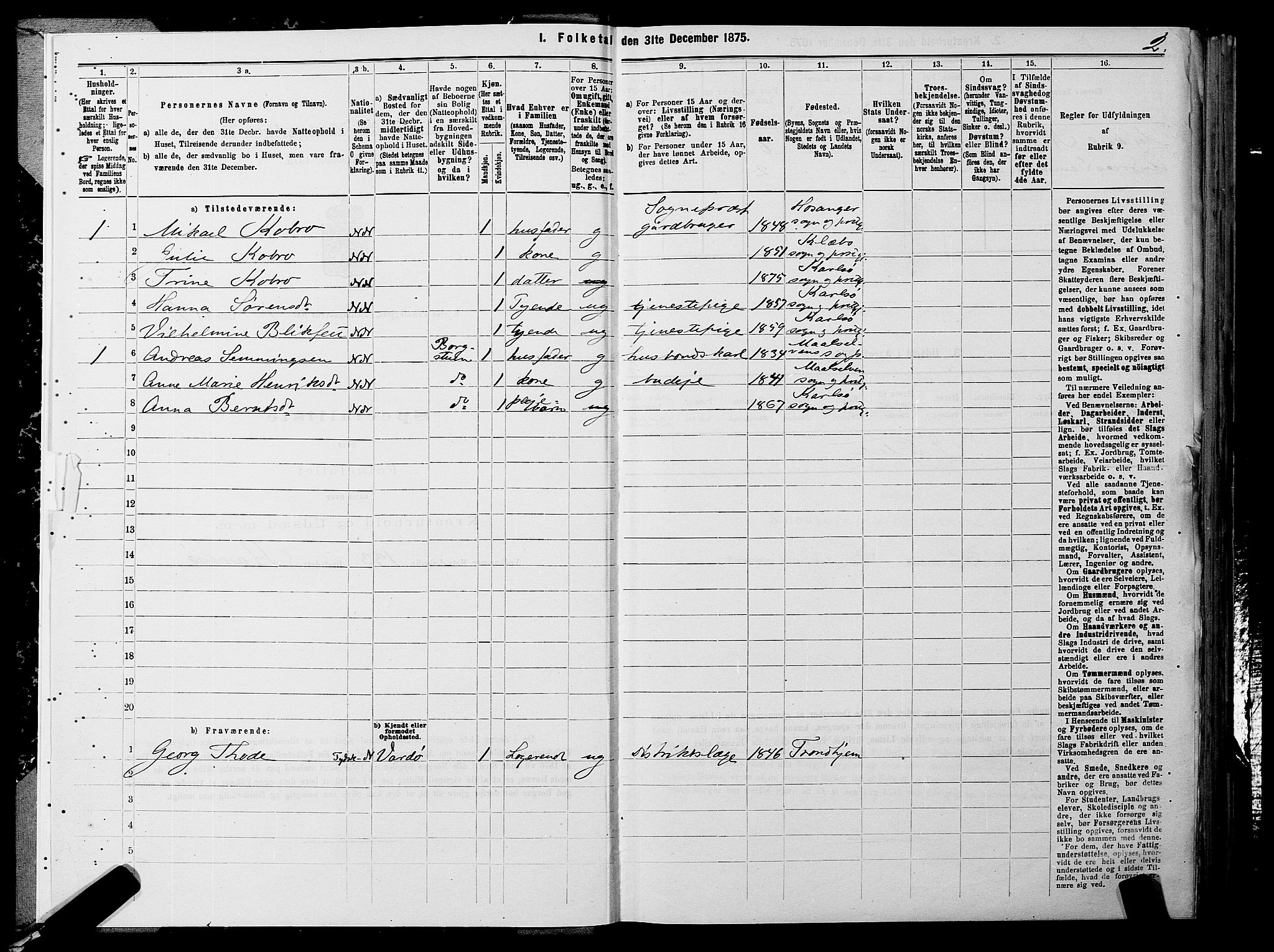 SATØ, 1875 census for 1936P Karlsøy, 1875, p. 1002