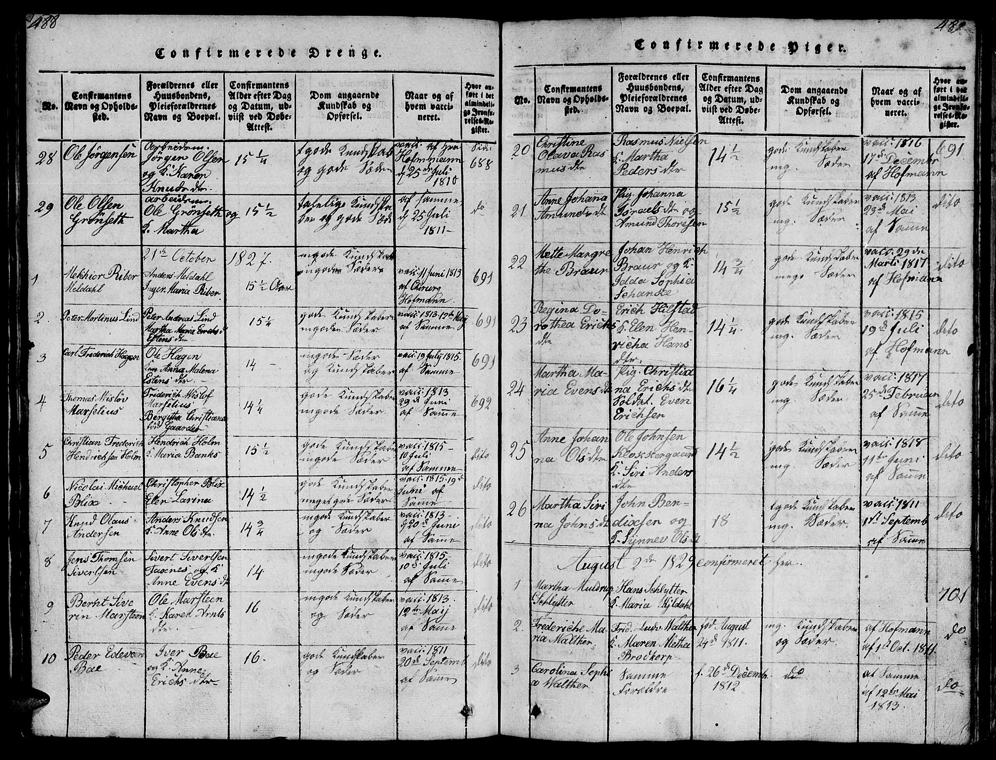 Ministerialprotokoller, klokkerbøker og fødselsregistre - Møre og Romsdal, AV/SAT-A-1454/572/L0856: Parish register (copy) no. 572C01, 1819-1832, p. 488-489