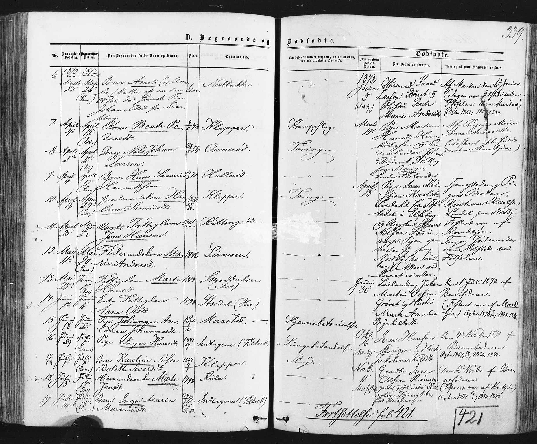 Idd prestekontor Kirkebøker, SAO/A-10911/F/Fc/L0005: Parish register (official) no. III 5, 1861-1877, p. 339