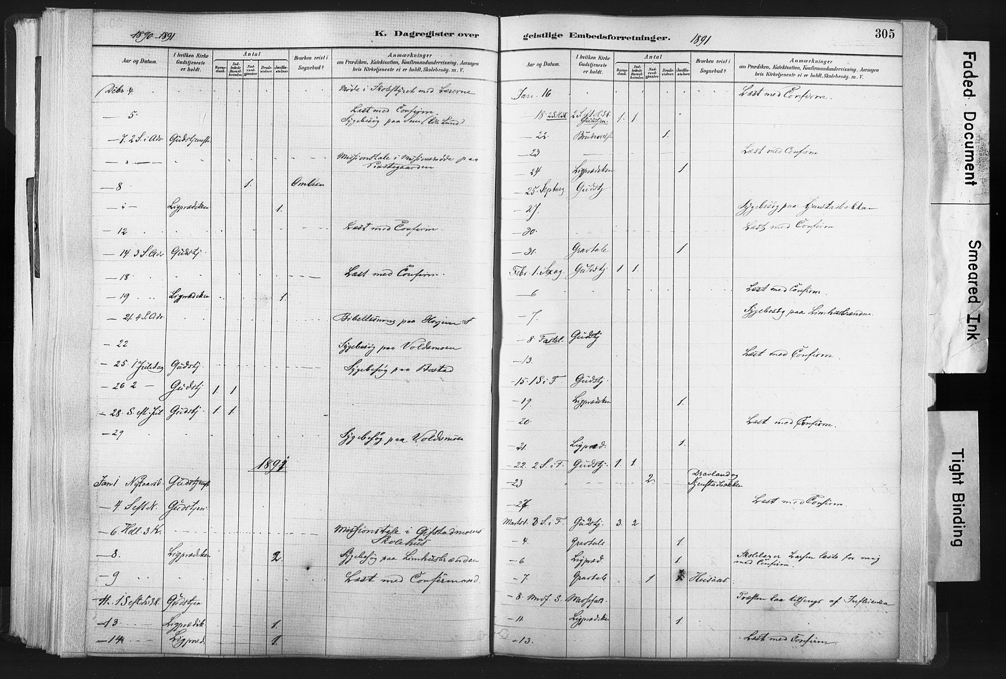 Ministerialprotokoller, klokkerbøker og fødselsregistre - Nord-Trøndelag, SAT/A-1458/749/L0474: Parish register (official) no. 749A08, 1887-1903, p. 305