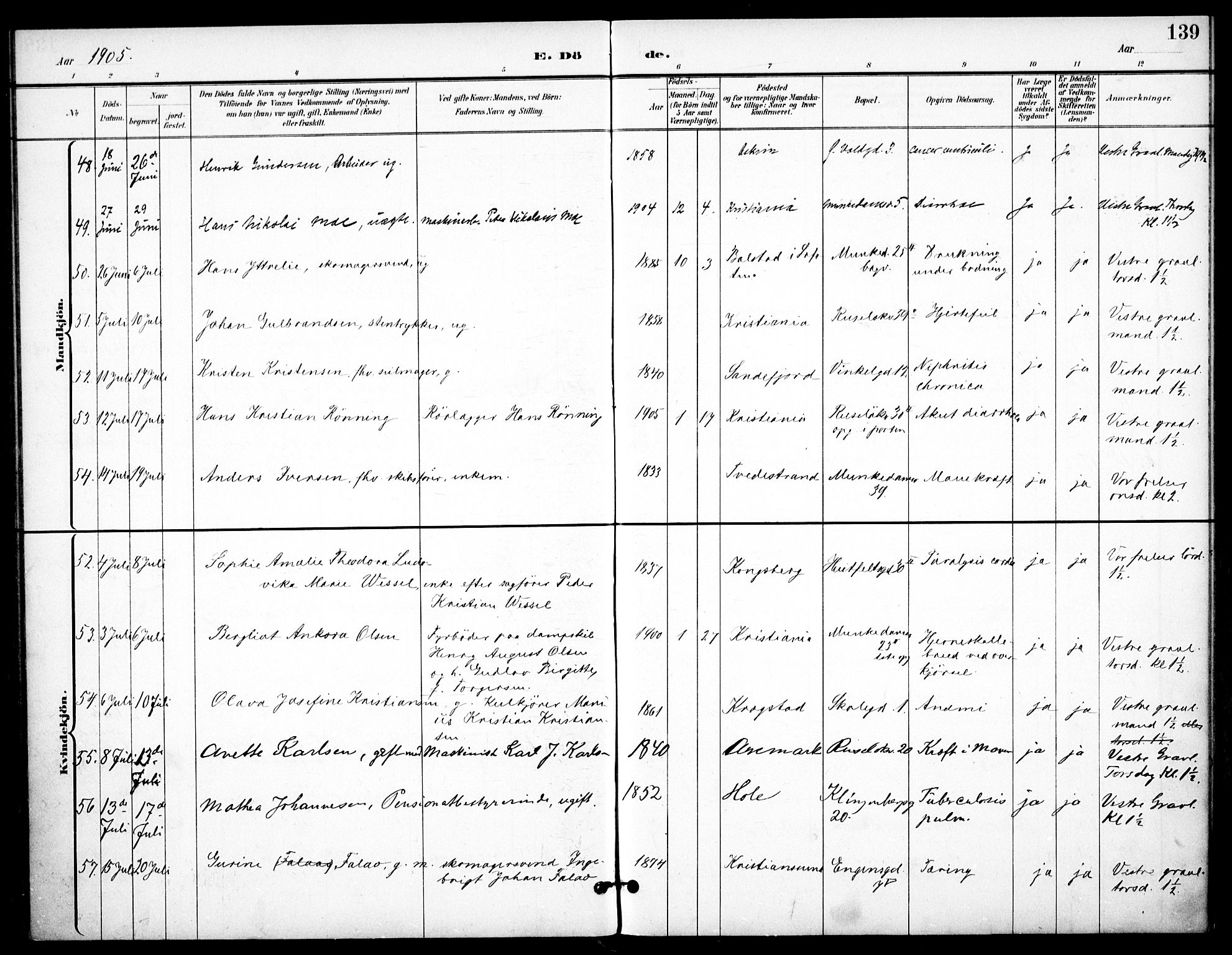 Johannes prestekontor Kirkebøker, SAO/A-10852/F/Fa/L0008: Parish register (official) no. 8, 1897-1917, p. 139