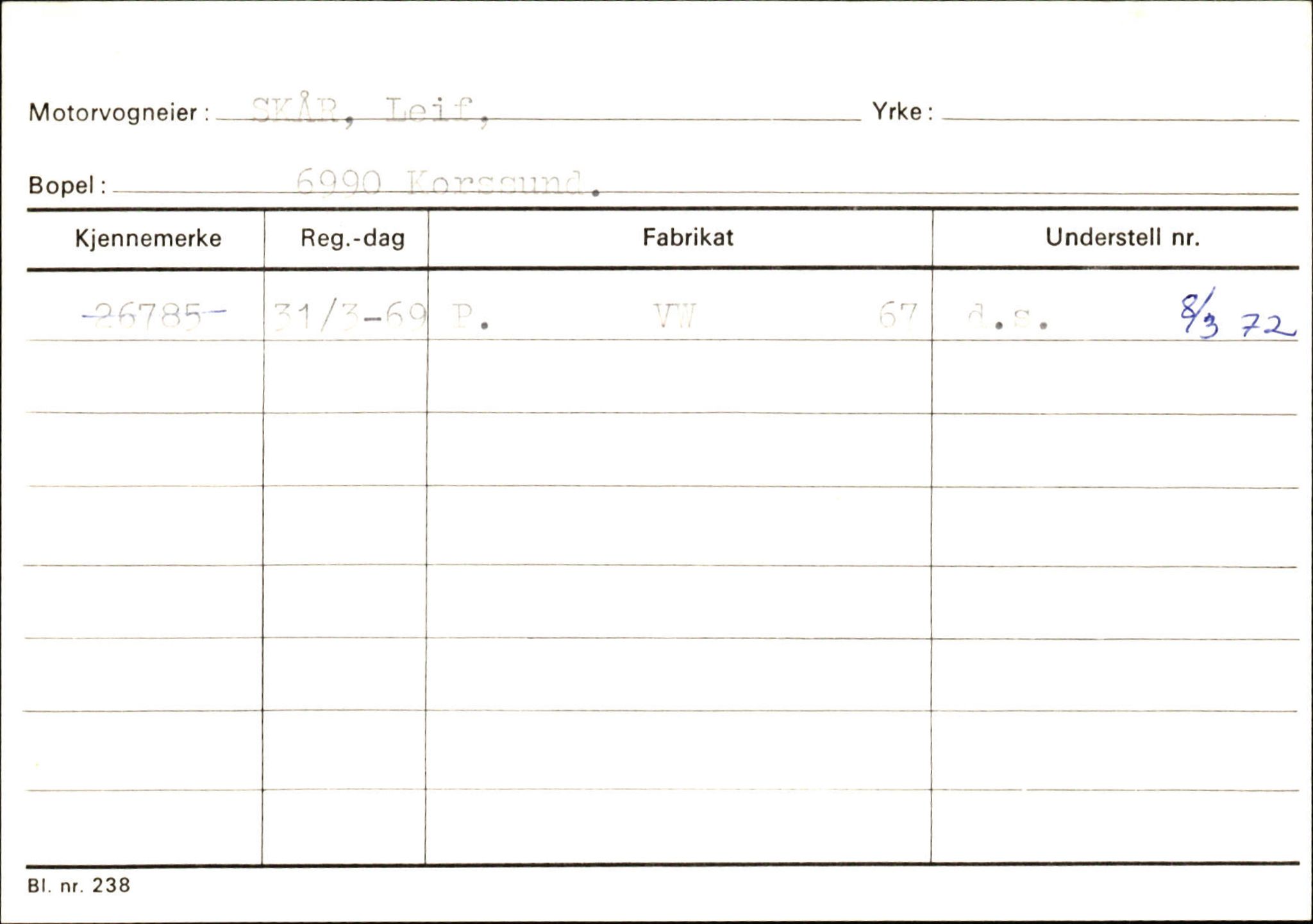 Statens vegvesen, Sogn og Fjordane vegkontor, AV/SAB-A-5301/4/F/L0132: Eigarregister Askvoll A-Å. Balestrand A-Å, 1945-1975, p. 1123