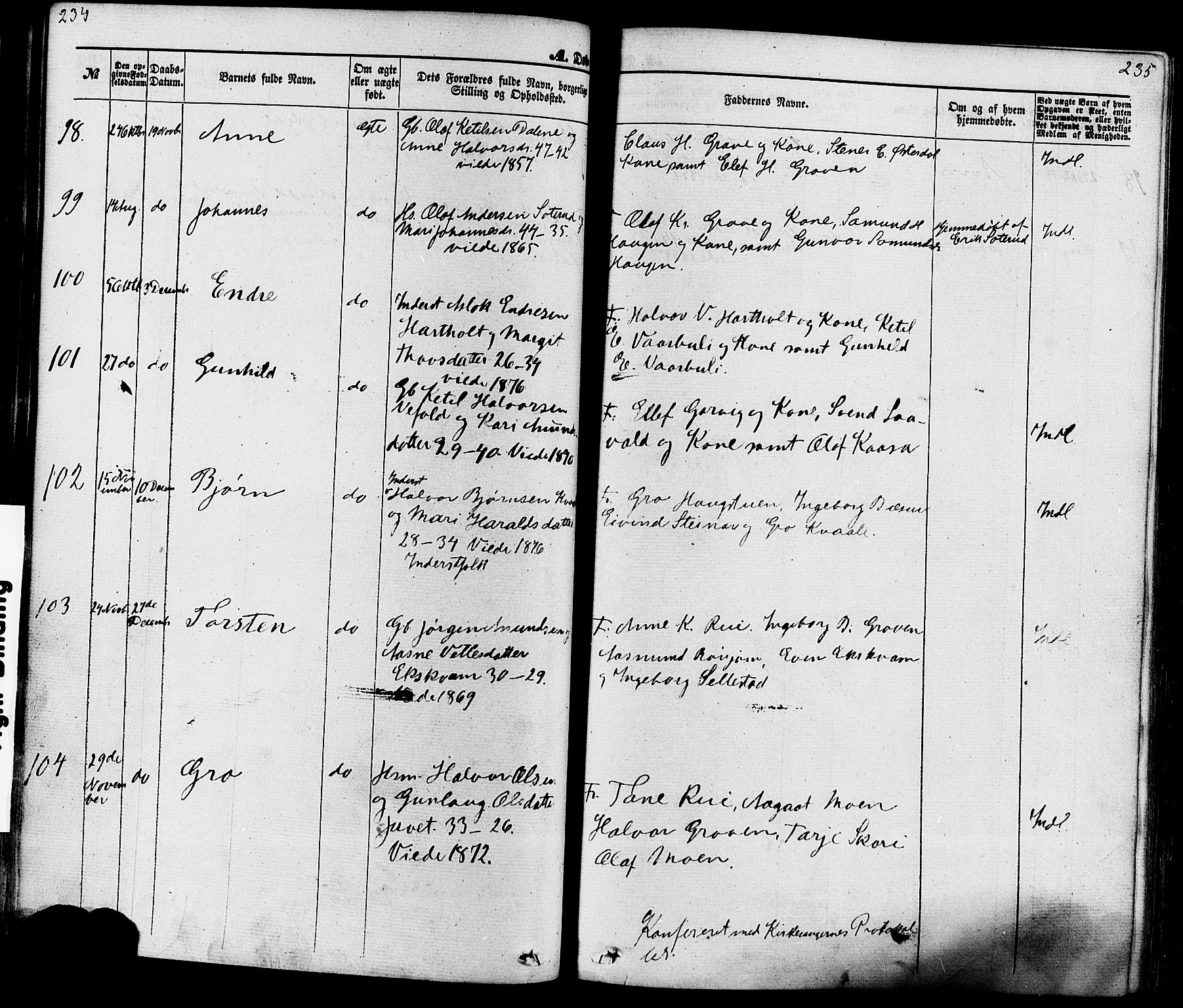 Seljord kirkebøker, SAKO/A-20/F/Fa/L0013: Parish register (official) no. I 13, 1866-1876, p. 234-235