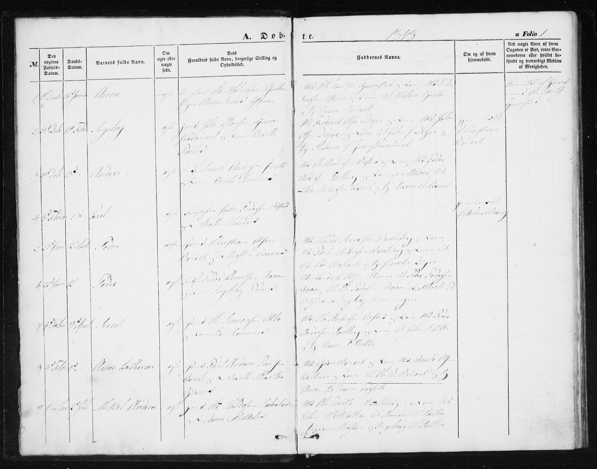 Ministerialprotokoller, klokkerbøker og fødselsregistre - Sør-Trøndelag, AV/SAT-A-1456/608/L0332: Parish register (official) no. 608A01, 1848-1861, p. 1