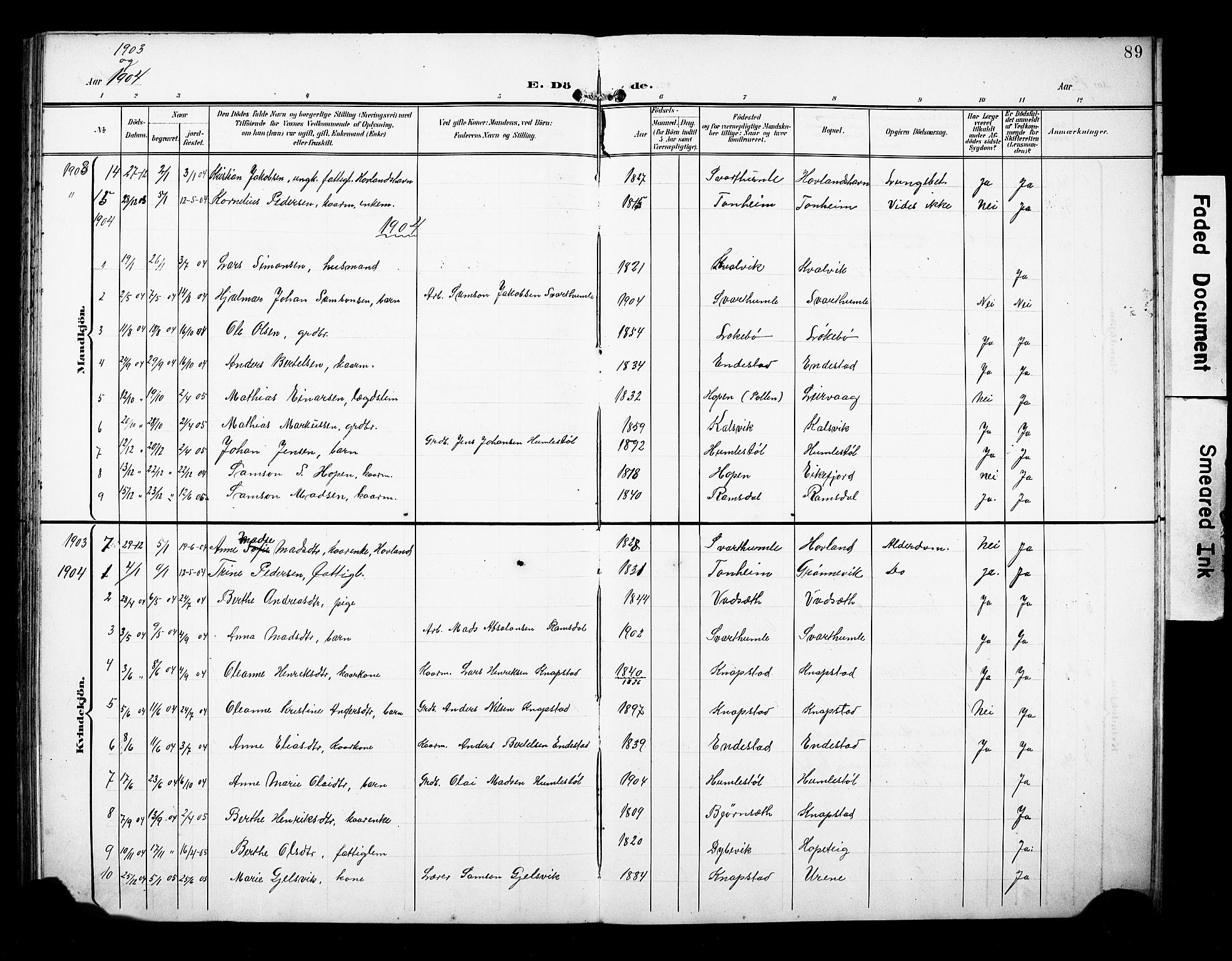 Kinn sokneprestembete, AV/SAB-A-80801/H/Hab/Habe/L0002: Parish register (copy) no. E 2, 1900-1926, p. 89